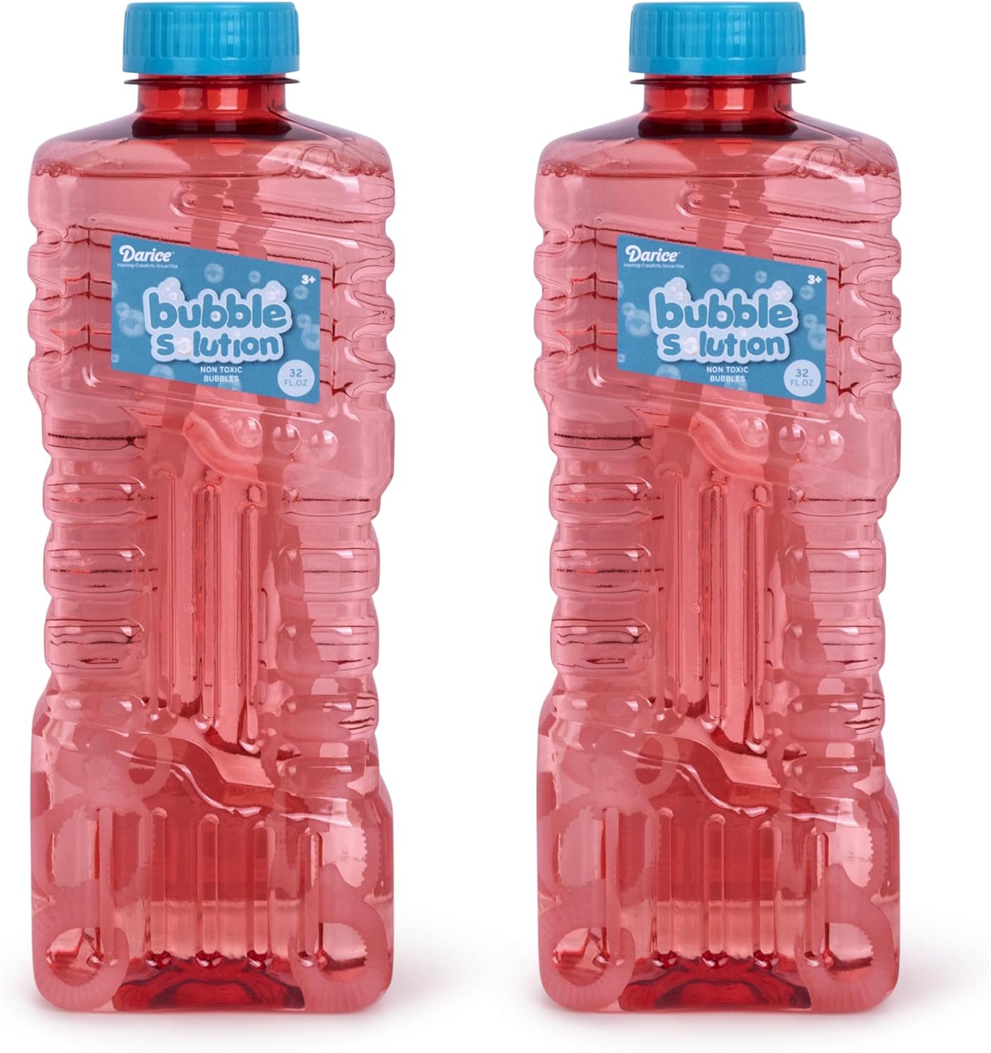 Darice 2 Bottles 32 OZ Bubble Solution Refill - Large, Easy-Grip Bottles for Bubble Guns, Wands, Bubbles Machines Refill (2 Pack)