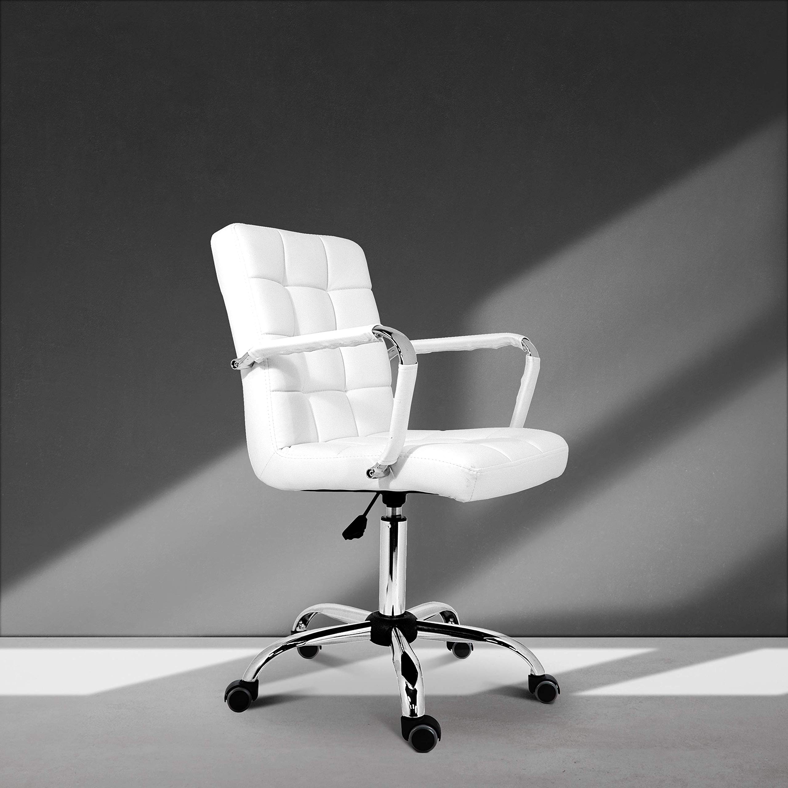 La Silla Española Tenerife Ruedas, Poliéster, Blanco, 59x54x101 cm, reposabrazos, con ruedas, altura ajustable