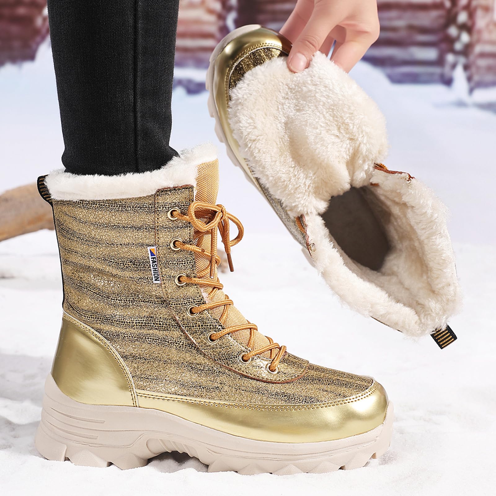Damskie buty zimowe z podszewką z flauszu | antypoślizgowe buty trekkingowe zapewniają gładkość | Slim Fit na co dzień, do pracy i do miasta