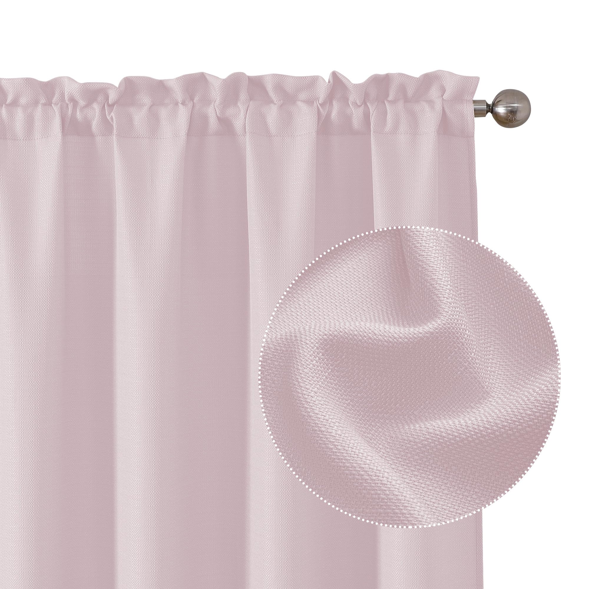 Chyhomenyc Blush Pink Curtains 90 Inch Length 2 Panels Set, Faux Linen Textured Semi Sheer Light Filtering Soft Airy Privacy Farmhouse Curtain Drapes for Living Room Bedroom, 40 Wx90 L Inches โ image 1