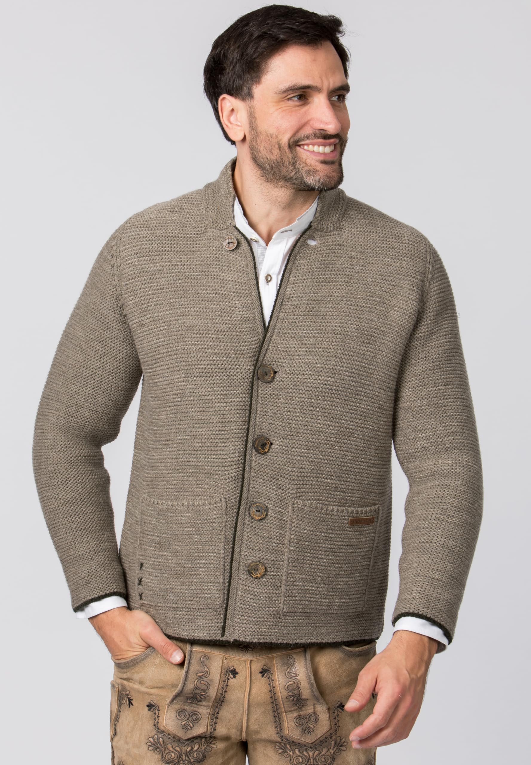 Stockerpoint Strickjacke Nicolo I Größe 46-60 I Herren Trachtenjacke im klassischen Design mit Stehkragen & Trachtenknöpfen I Bequem & warm I Perfekt für Trachten & Festlichkeiten