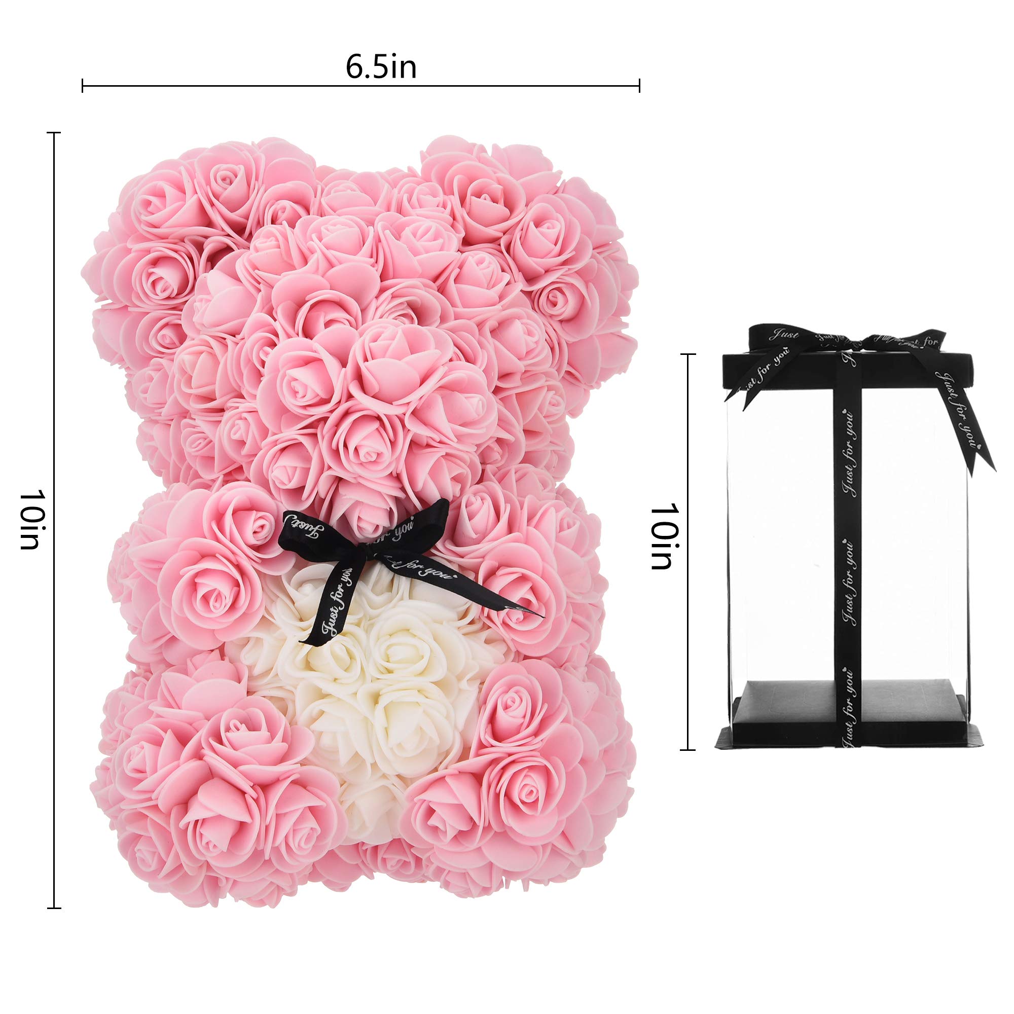 Cadeaus voor mama, verjaardagscadeau voor de vrouw, Valentijnsdagcadeau, beer, rozenteddybeer in geschenkdoos, kant-en-klaar gemonteerde geschenkdoos, bruiloft en jubileum (lichtroze