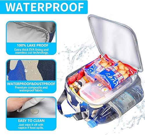 Miniatura 6 de Lonchera para niños, bolsa de almuerzo pequeña para niños, adolescentes, adultos, estudiantes, lonchera reutilizable para niños, lonchera portátil