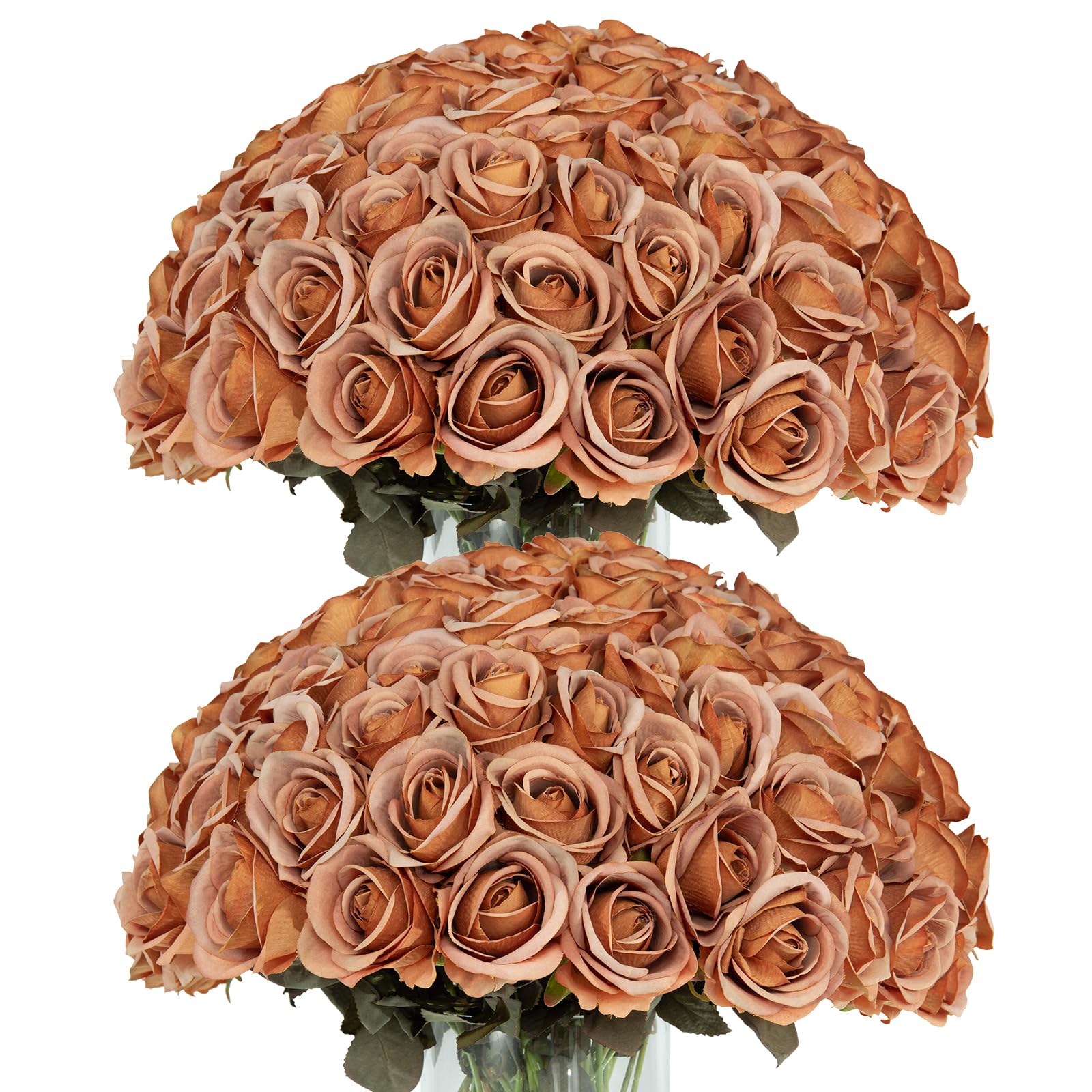 Roses d'automne en soie réalistes fleurs artificielles haut de gamme DuHouse lot de 50