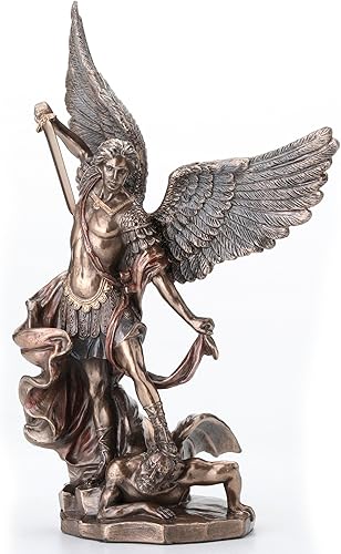 Miniatura 2 de Veronese Design Arcángel San Miguel de 7 7/8 pulgadas de pie sobre demonio con espada de resina estatua de bronce