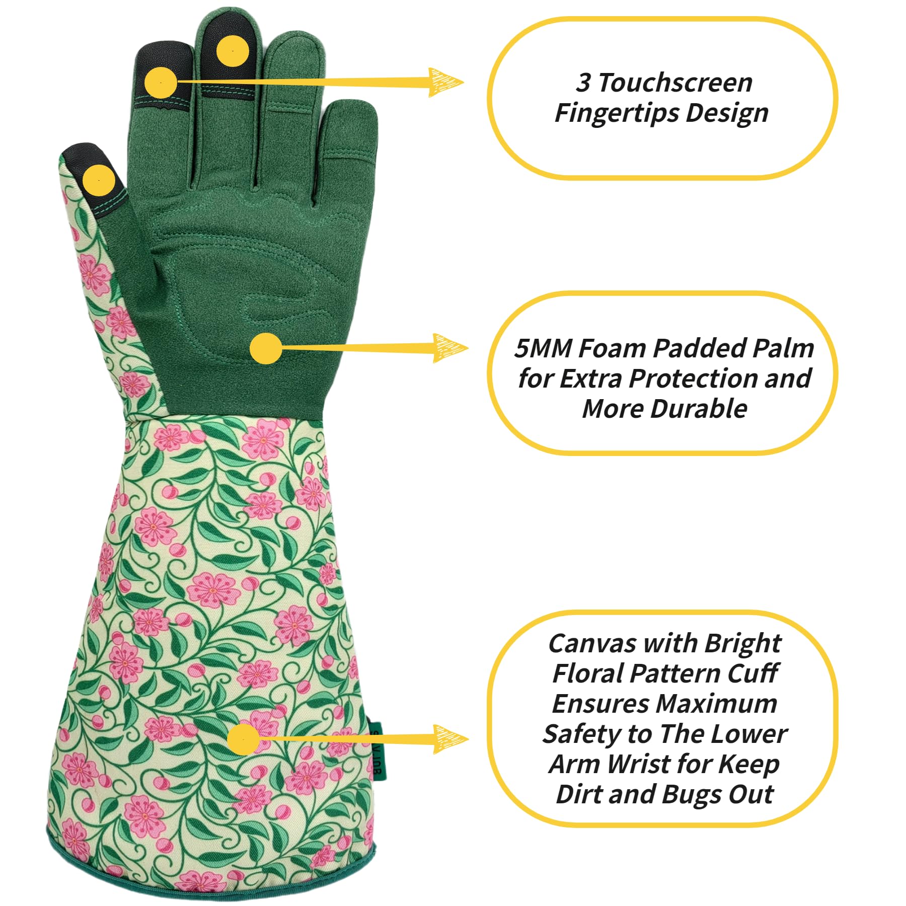 Guantes de jardinería multiusos de piel sintética para mujer, guantes de trabajo, regalos de jardinería y regalos de jardín (verde, M)