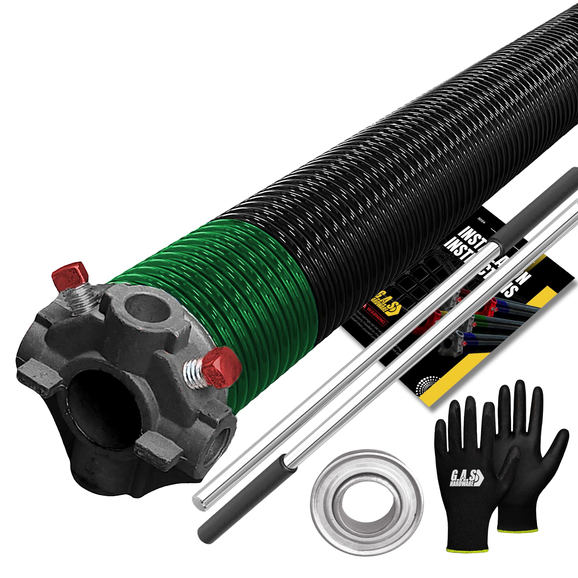 Garage Door Torsion Spring 243x2x28 Torsion Springs for Right Side of Garage Door with 1" Steel Bearing, Gloves, and Winding Bars Precision E-Coating 5-Year Warranty Minimum 30,000 Cycles (Black Cone)