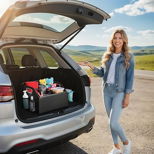 Miniatura 2 de Trunk Organizer for Car,Multi-Compartment with Handles - Large Trunk Organizer Car Storage Box  for SUV RV Sedan Automotive Vehicle Accessories