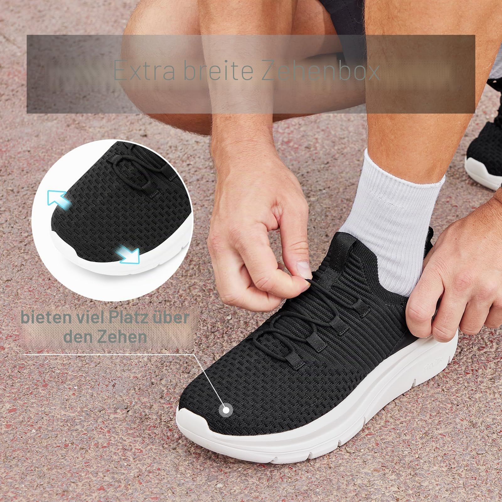 FitVille Slip On Sneakers Herren Walkingschuhe Extra Weit Sportschuhe Leichte Laufschuhe Atmungsaktive Schlüpfen Schuhe
