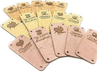 Fold over labels, leather labels, custom clothing labels, center fold labels, vegan cork leather labels, knitting labels, set of 25 pc