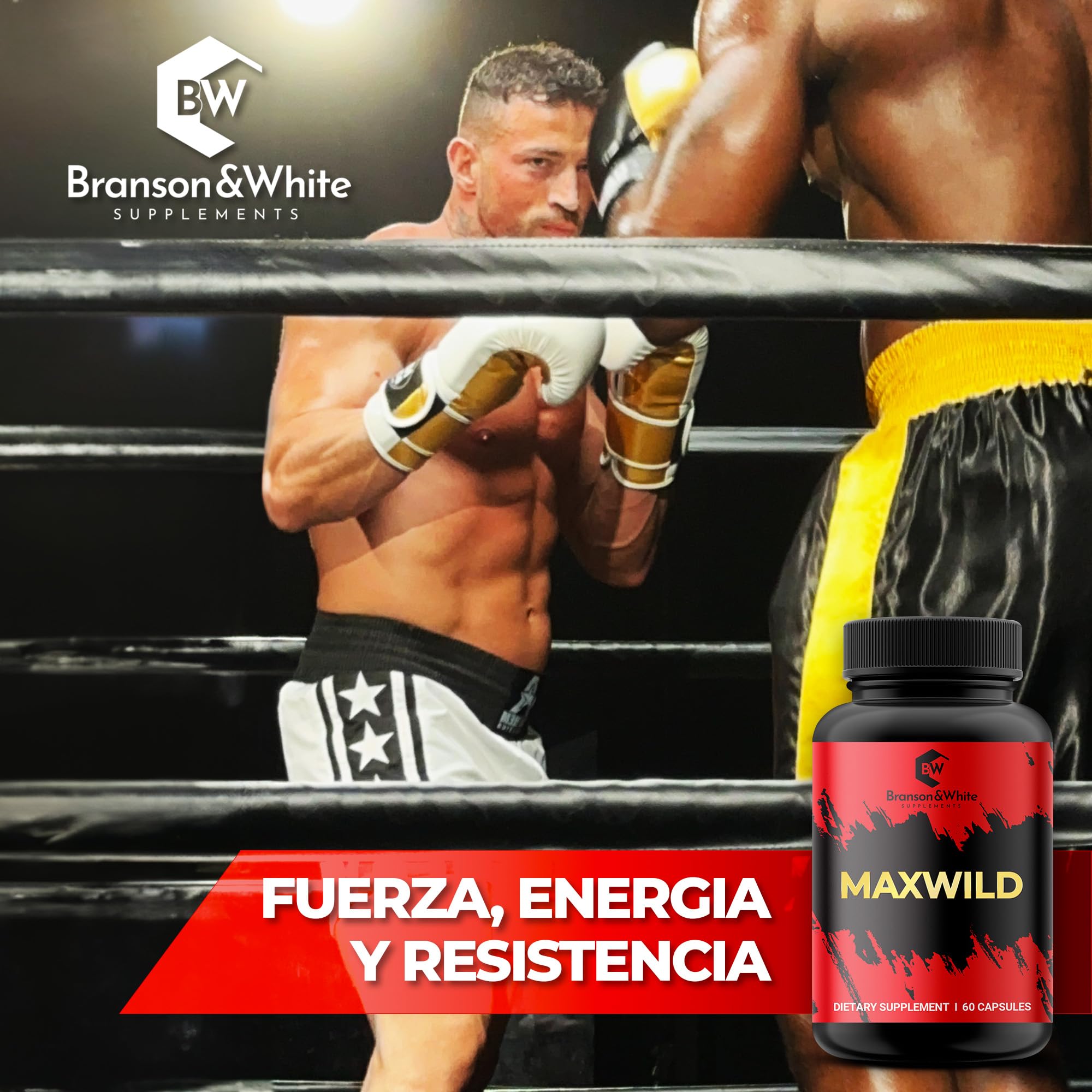 MAXWILD - Testosterona Hombre con 17 Ingredientes | Ácido Aspártico, Muira Puama, L-Arginina, Coenzima Q10 | Energía, Vitalidad, Libido, Rendimiento Físico y Bienestar | 60 Cápsulas