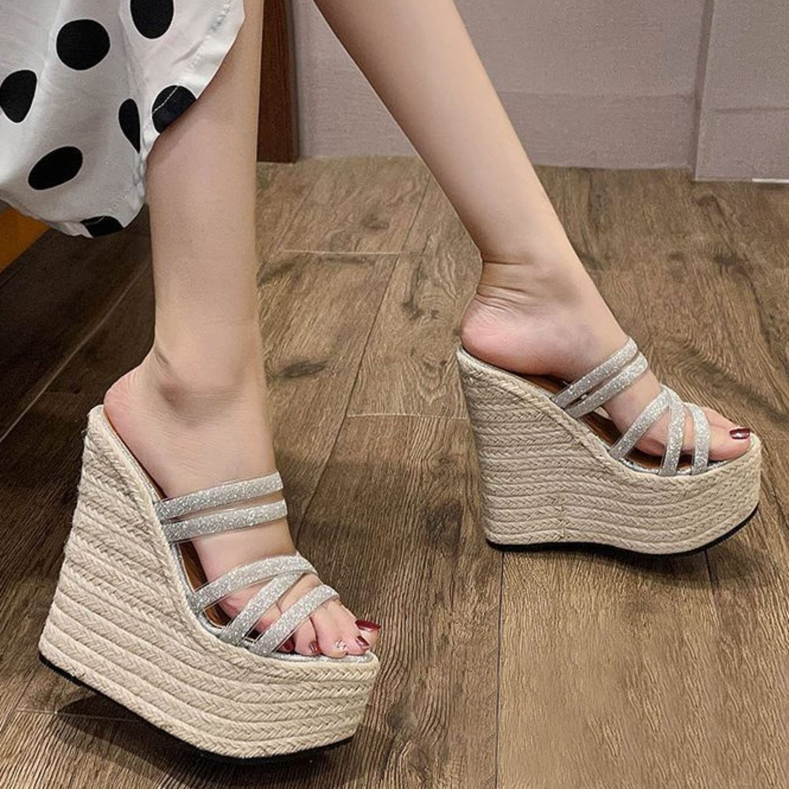 Alpargatas Mujer Cuña Primavera Verano Alpargatas Mujer Cuña Plataforma Calzado Esparto Zapatos de Tacón Vestir Elegantes Shoes Valencianas Verbenas Fiesta