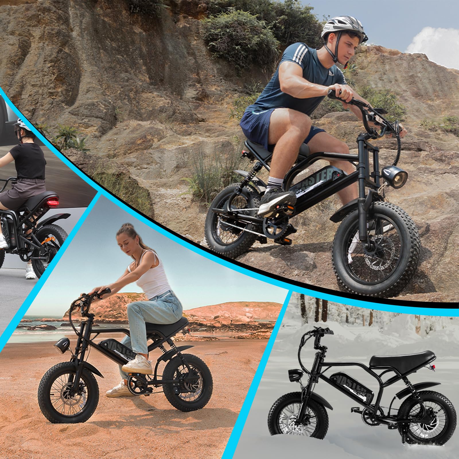 Bici Elettrica 16 Pollici, Batteria Rimovibile 36V 12,8Ah, Fat Bike 16"x3.0", Display LCD Grande, Doppia Sospensione, Freni a Disco, Luci LED, Ebike per Adulti