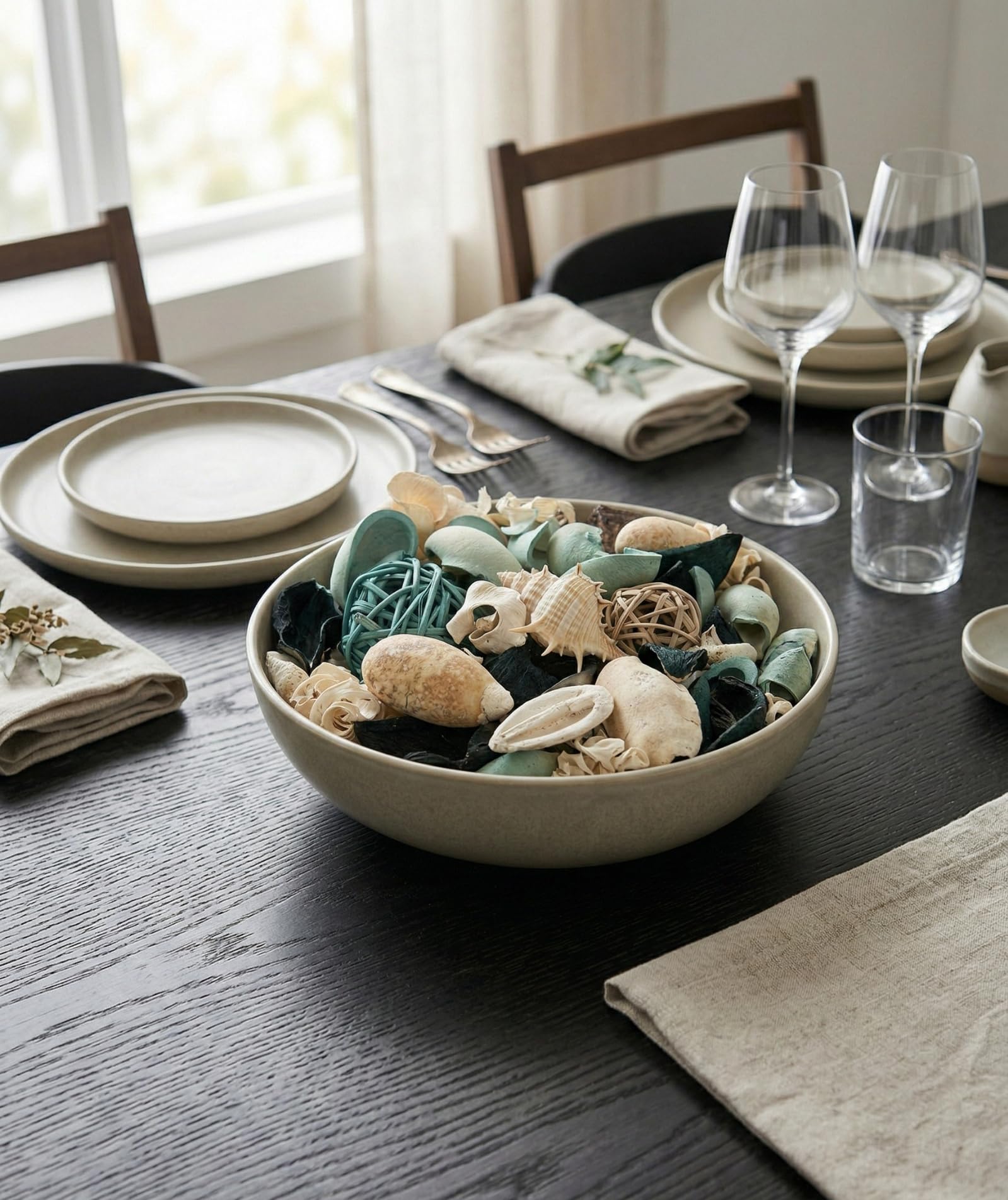 Potpourri Bag Ocean Breeze Duft, groß, dekorativer Schüsselfüller, blau, getrocknet, botanische Mischung mit Küstenmuschel, natürlicher Pod, Deko-Kugel, Raumduft, Vase und Tafelaufsatz