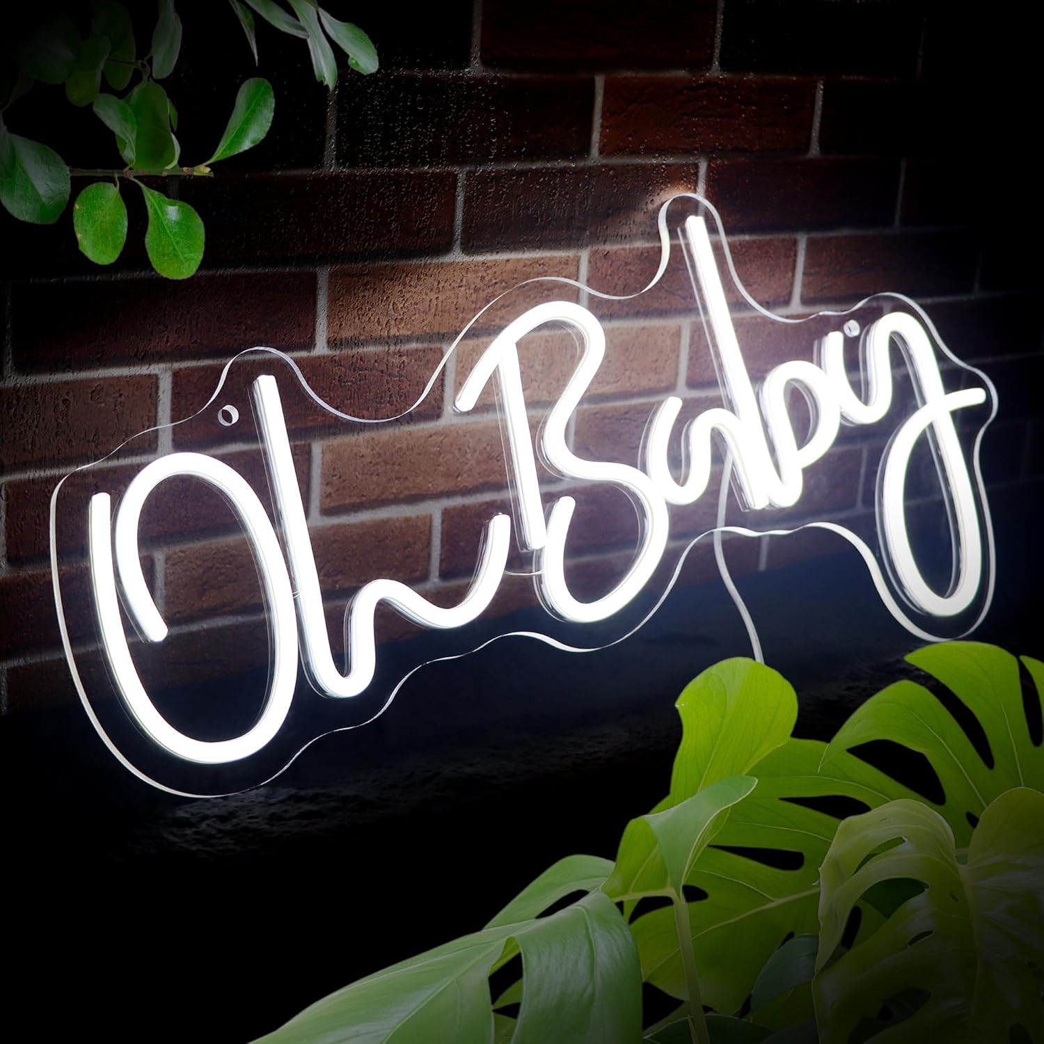Size 21.7x10 Inch Oh Baby Neon Sign for Backdrop Wall Decor LED Neon Lights for Baby Shower Decorations Boy and Girl Baby Room Decor LED Light Up Sign for Party Decorations Photo Prop USB 21.7x10 Inch (white)