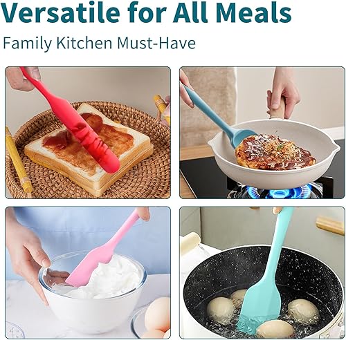 Miniatura 6 de es Juego de espátulas de silicona, espátula de goma de grado alimenticio, mango fuerte mejorado con agarre ergonómico, resistente al calor hasta 600