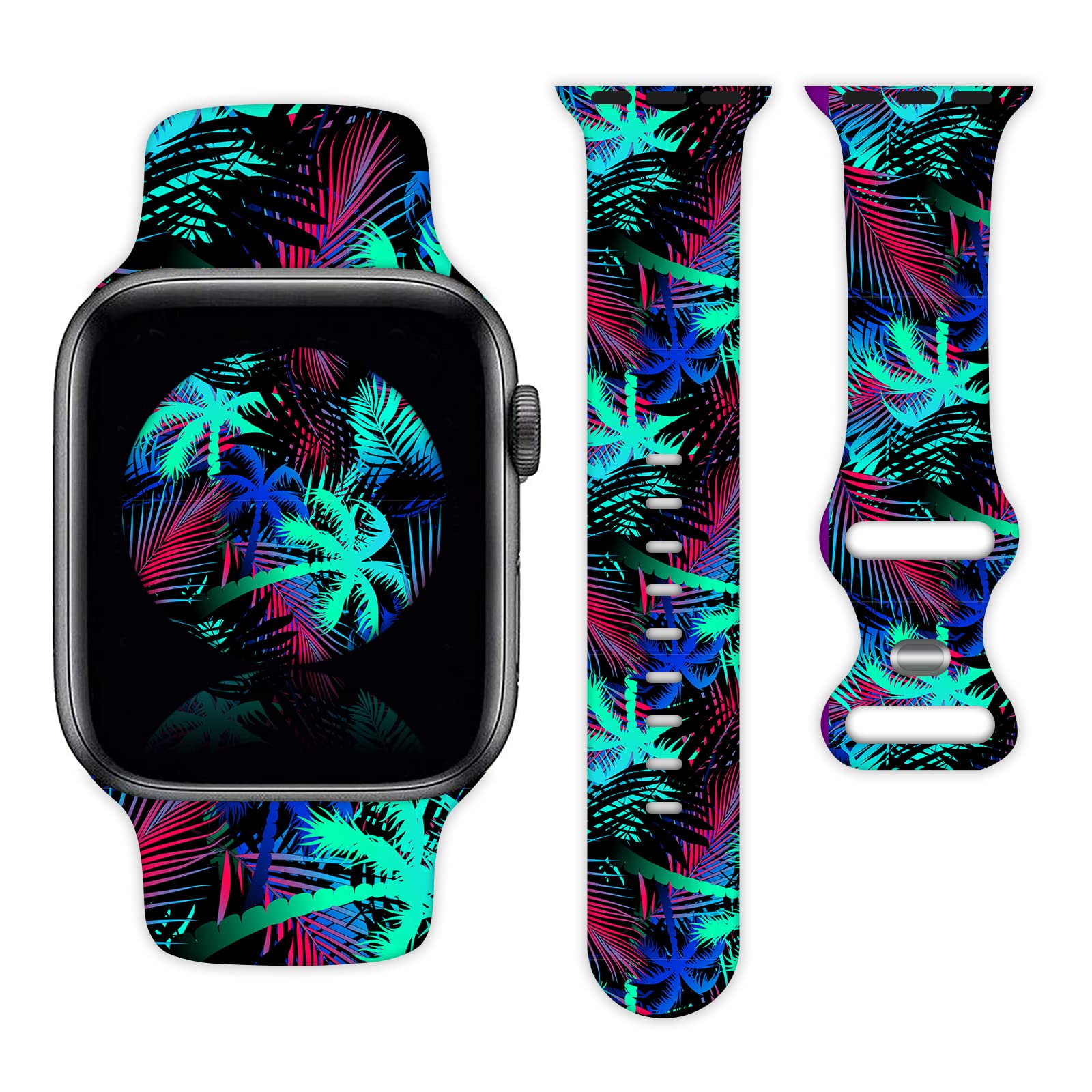 Watch Band Compatible with Apple Watch 38mm 40mm 41mm 42mm 44mm 45mm for Women Men Sport Silicone Wristbands Strap for IWatch Series 7 6 5 4 3 2 1