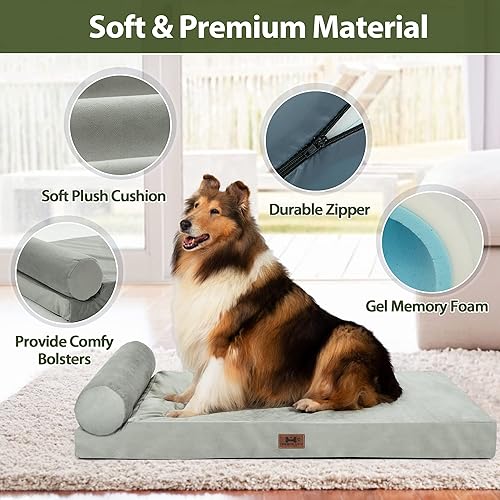 Miniatura 3 de Bark Alley Cama extra grande para perro, cama ortopédica de espuma viscoelástica, sofá cama para perros con funda impermeable lavable para perros