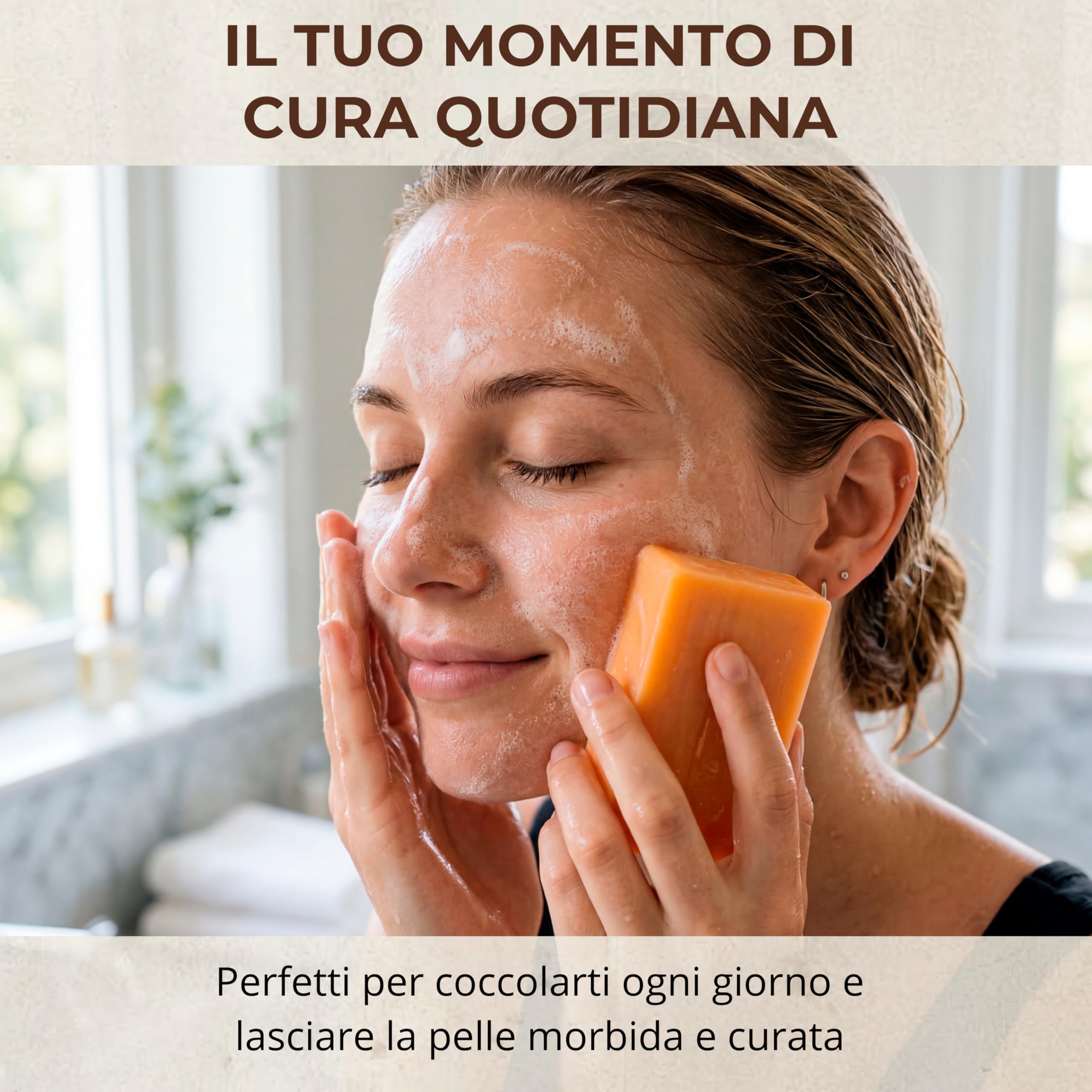 Set Sapone Naturale Corpo Karité, Argan, Mosqueta e Aloe – 4 saponette naturali 125 g in scatola – saponi naturali artigianali per viso, sapone solido corpo uso quotidiano