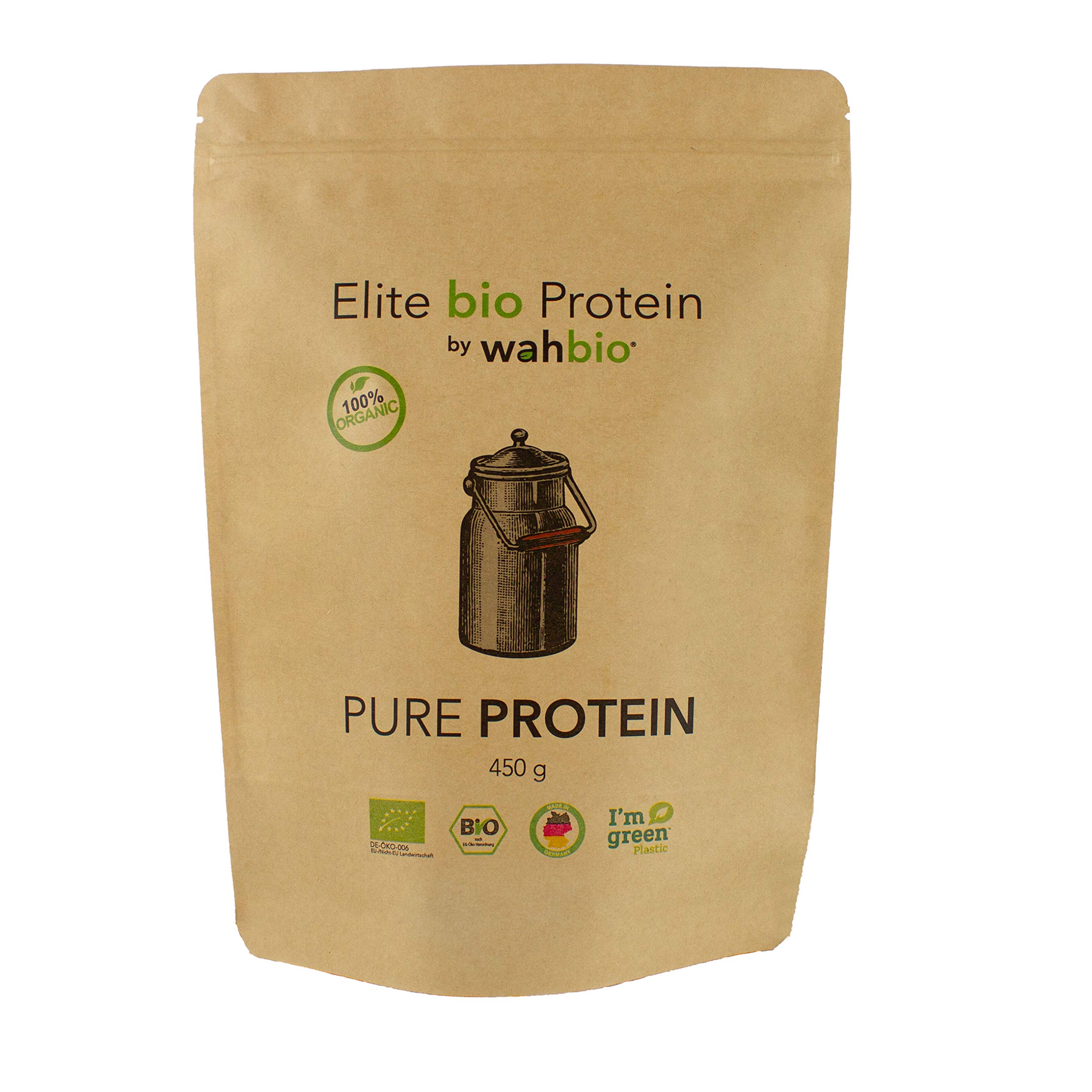 WAHBIO 100% Organic Protein | Flavor Pure Protein | 4 Components Organic Protein Powder | Whey | Casein | Egg | Soy | Organic Protein Powder Without Sugar, sweeteners, additives.