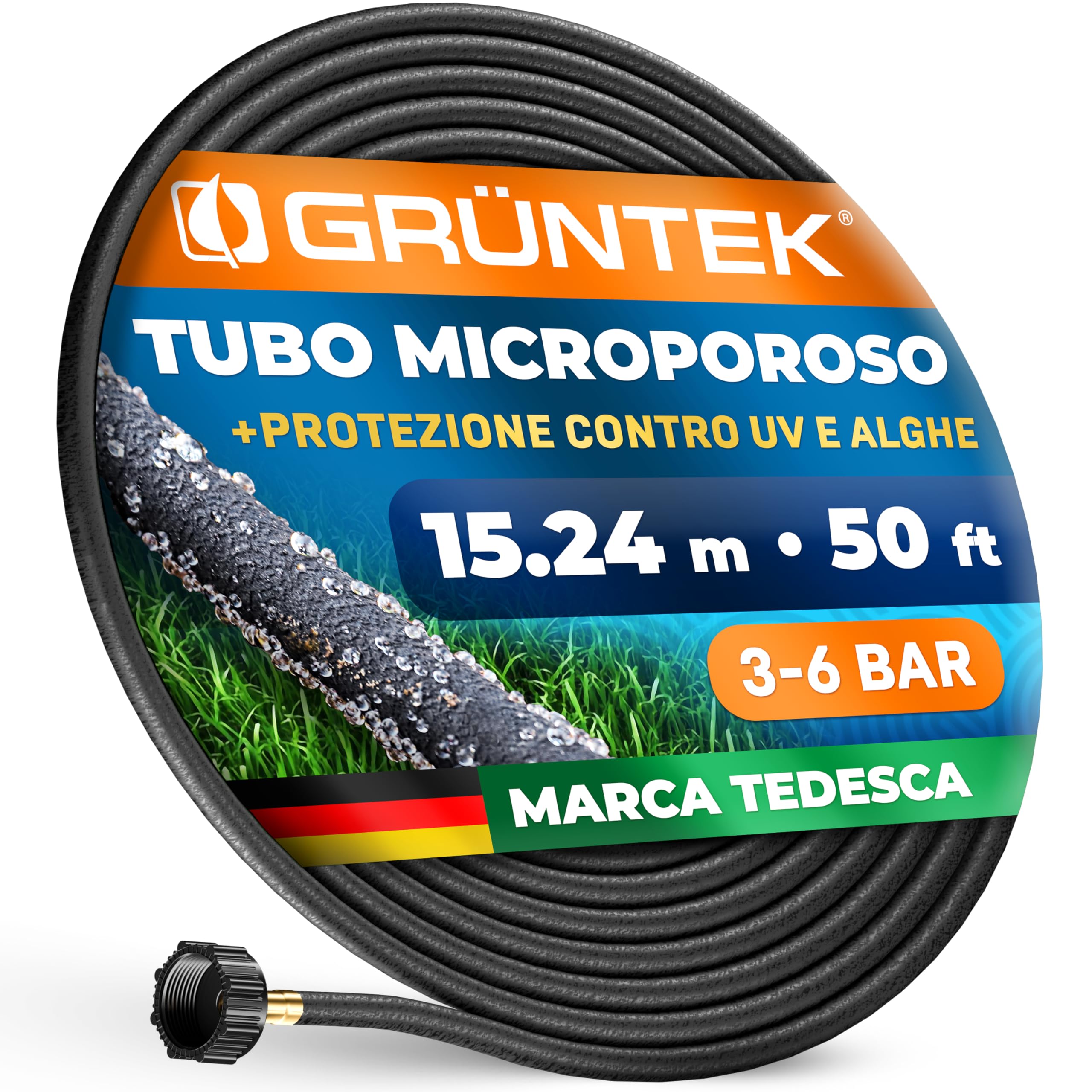 GRÜNTEK Tubo Poroso Gocciolante Irrigazione a goccia e interrata. Tubo forato gocciolante 15,4m. Per irrigazione capillare giardino Interrato e Esterno