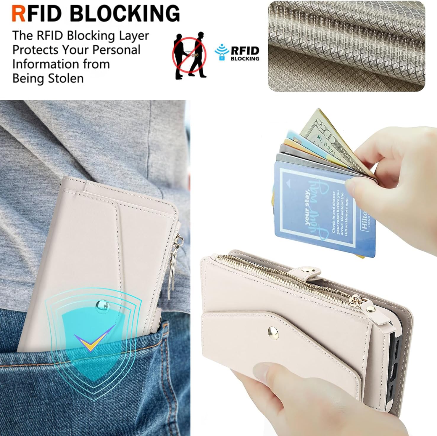 Phone Case for iPhone 16e/SE 2025/SE 4 Wallet Cover Compatible with RFID Screen Protector Crossbody Lanyard Strap Flip Card Holder Slot Cell i Phone16e i16e 16 e SE4 4th Generation 16eCase Off White