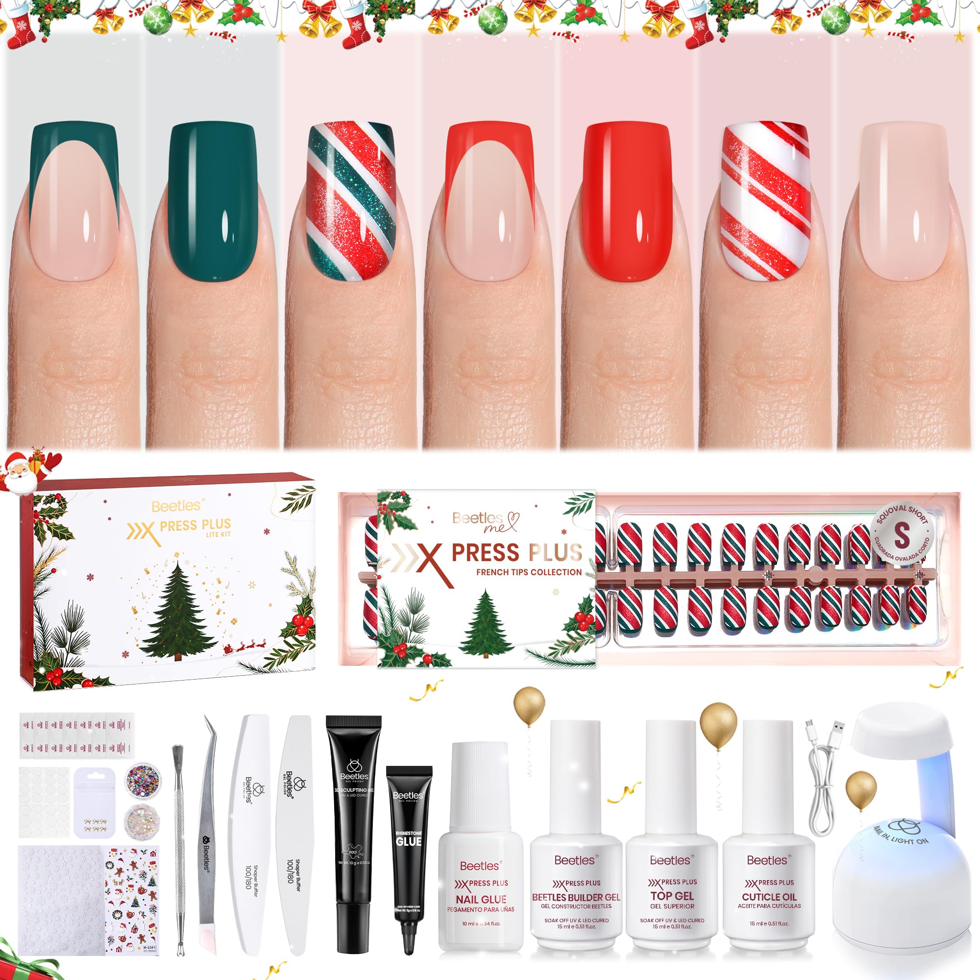 EVER NAIL　lumiere　クリスマス Amazon.com: Beetles X Press Plus Gel Nails Kit - Christmas Glitz