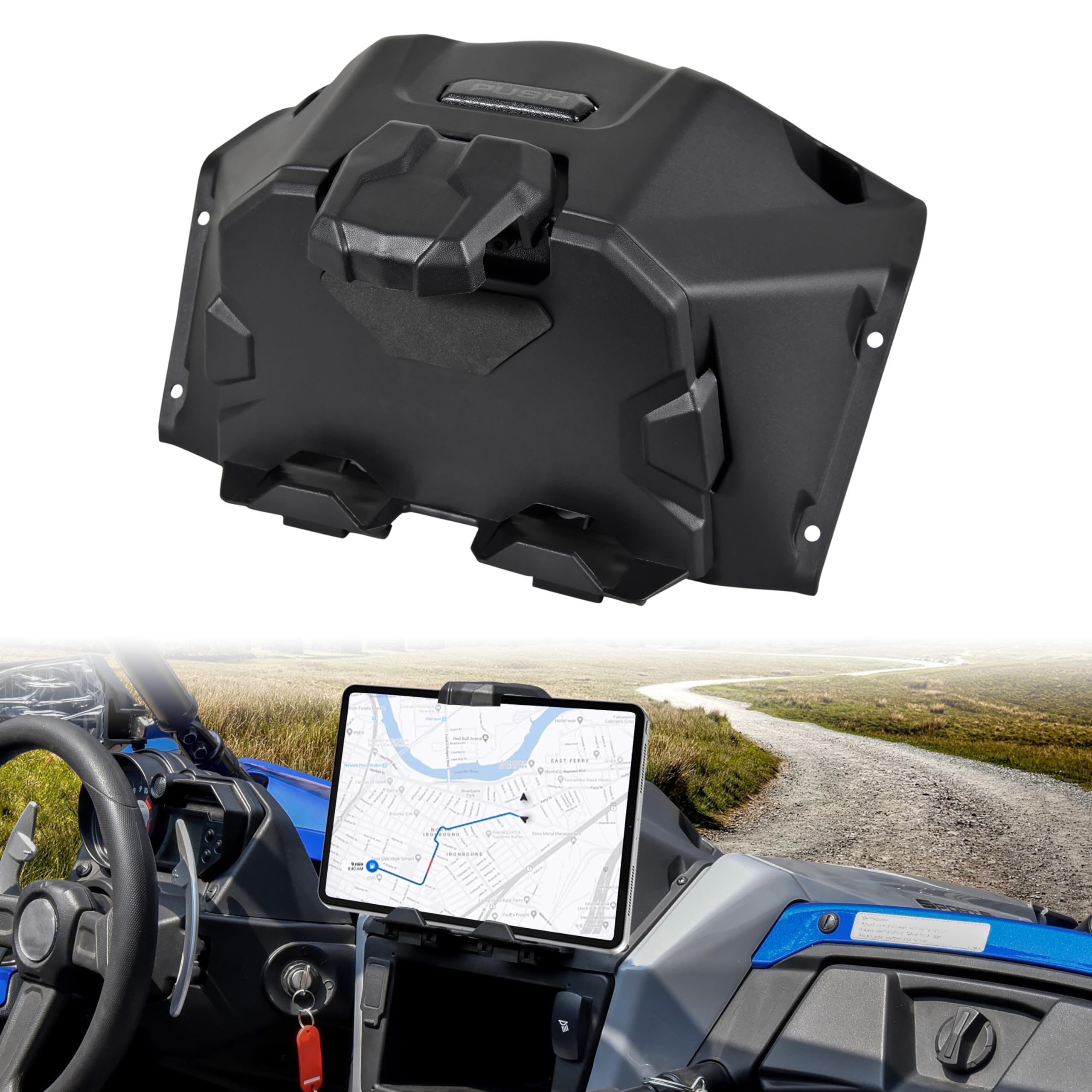 UTVSXPERT Electronic Device Tablet Holder for Yamaha YXZ 1000 19-25, Electronic Mounts Holder Phone GPS Mount with Storage Box Organizer Tray for Yamaha YXZ 1000R / SE/SS/SS SE 2019-2025 Accessories