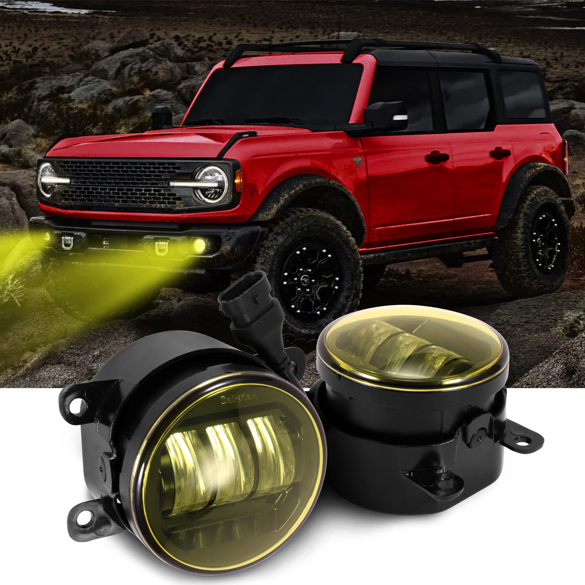 Fog Lights Fit for Ford Bronco Accessories 2021 2022 2PCS 60W Amber Front Bumper Fog Lights LED Off-Road Lights