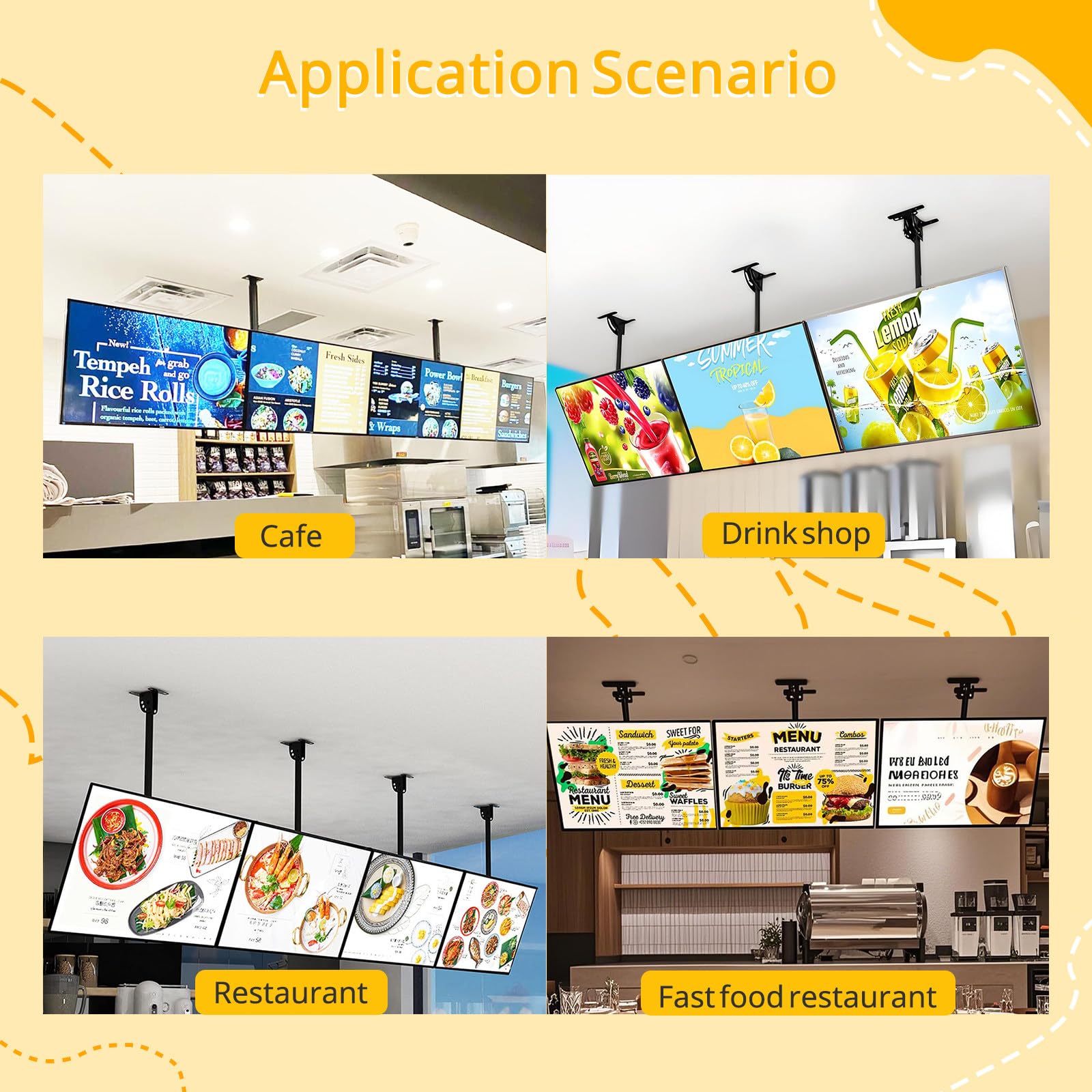 Menù Retroilluminato a LED Montato a Parete, Slim Snap Frame LED Light Box & Ristorante Fast Food Display – per Bar e Punti di Ristoro VerticalTelescopicboom-50 * 70