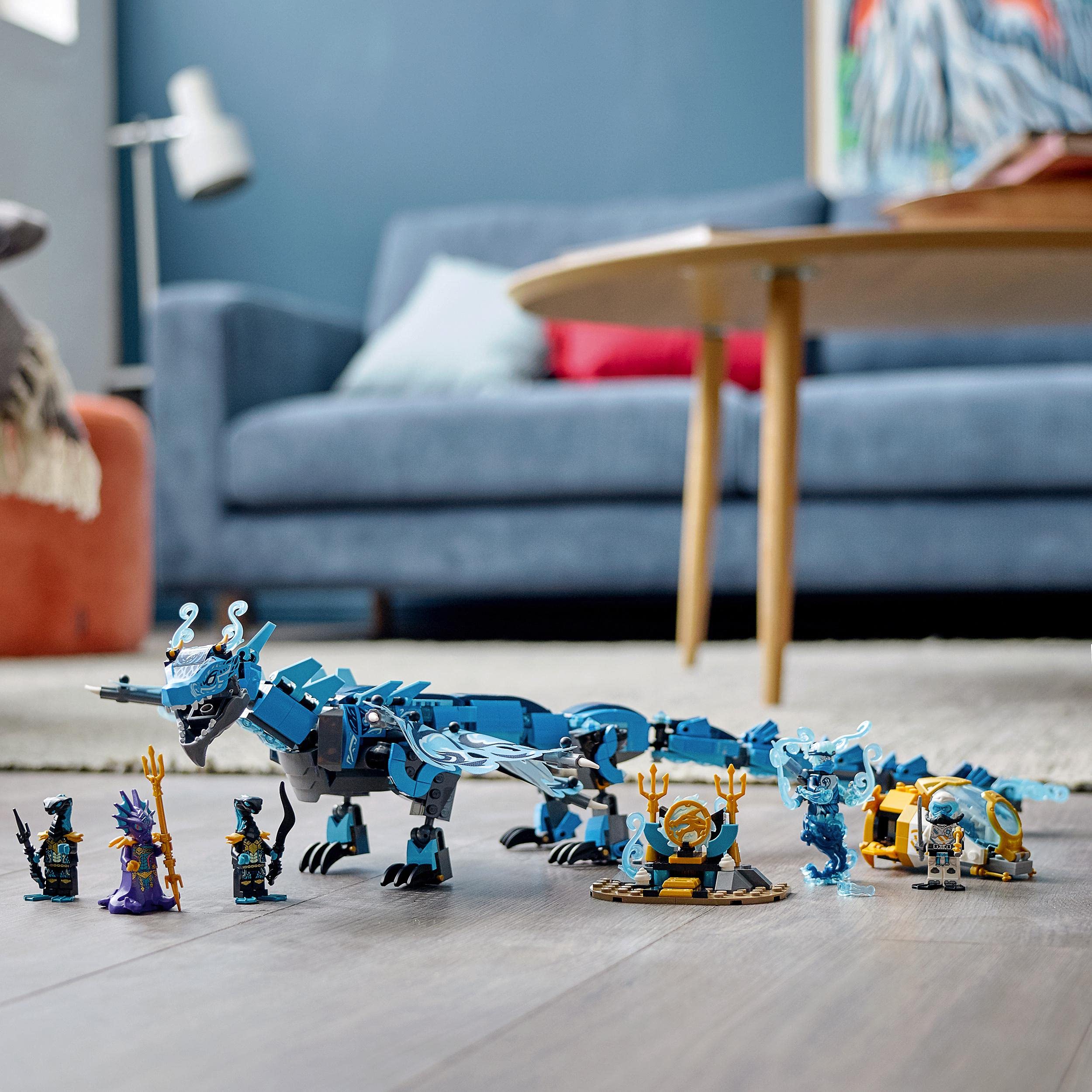LEGO 71754 NINJAGO Wasserdrache Set, Drachen-Spielzeug für Kinder ab 9 Jahren, Set mit Mini-U-Boot und 5 Ninja Mini-Figuren, Geschenk für Mädchen, Jungen und Kinder ab 9 Jahren