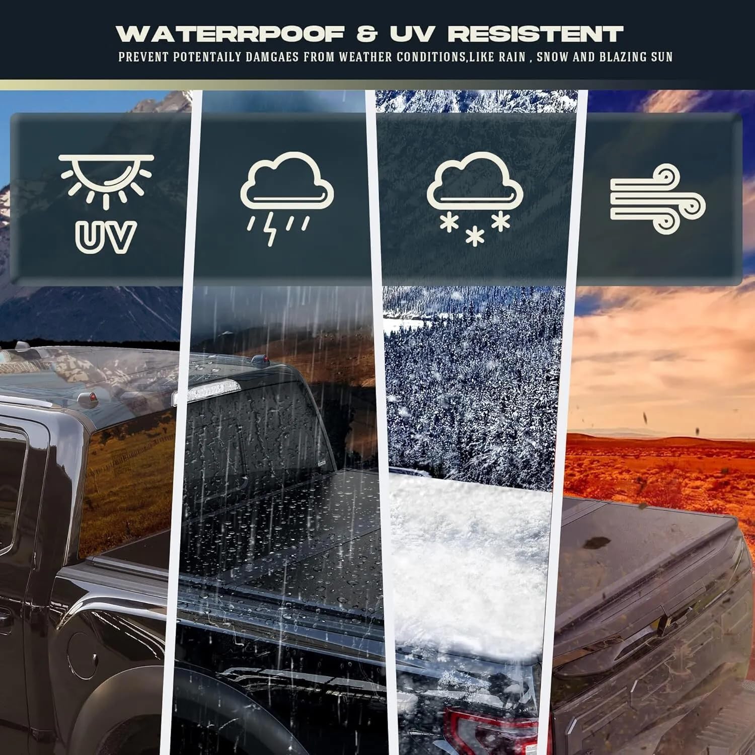 PENSUN 6.6FT Hard Tri-Fold Truck Bed Cover Fit for 2007-2024 Chevy Silverado & GMC Sierra 1500/2007-2019 2500 3500HD, Not for CarbonPro Bed, Folding Tonneau Cover (78.9")