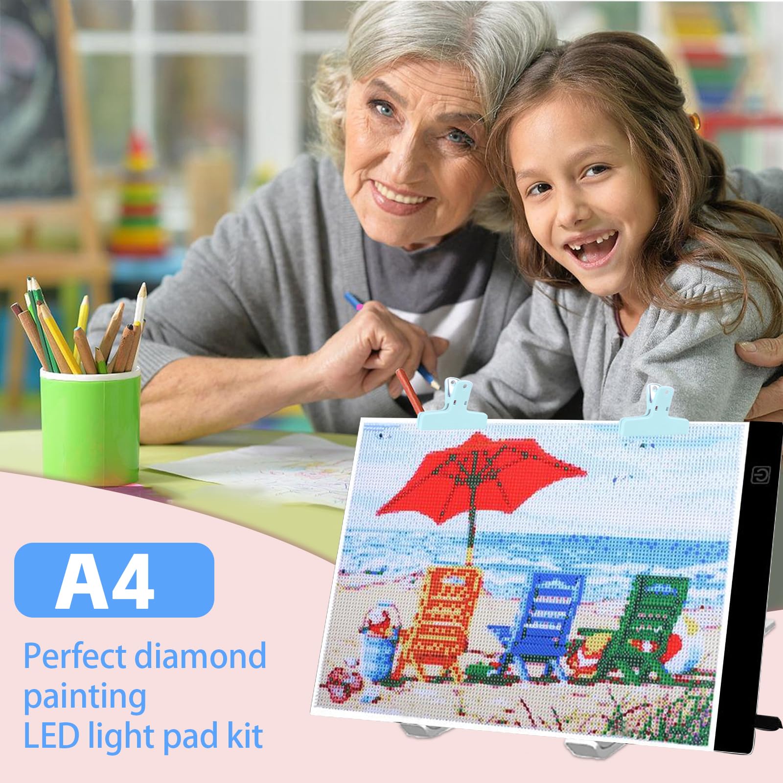 Diamond Art Kit - Complete Accessories & LED Light Pad -8