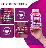 Vista 5 de Vitamatic Prebiotic Fiber Gummies for Adults – 7g Fiber per Serving – 60 Pectin-Based Gummies Extra Strength, Zero Sugar Added – Supports Digestive