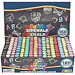 JOYIN 160 PCS Sidewalk Chalks Set Non-Toxic Washable Jumbo Chalk for Outdoor Art Play, Painting on Chalkboard, Blackboard and Playground