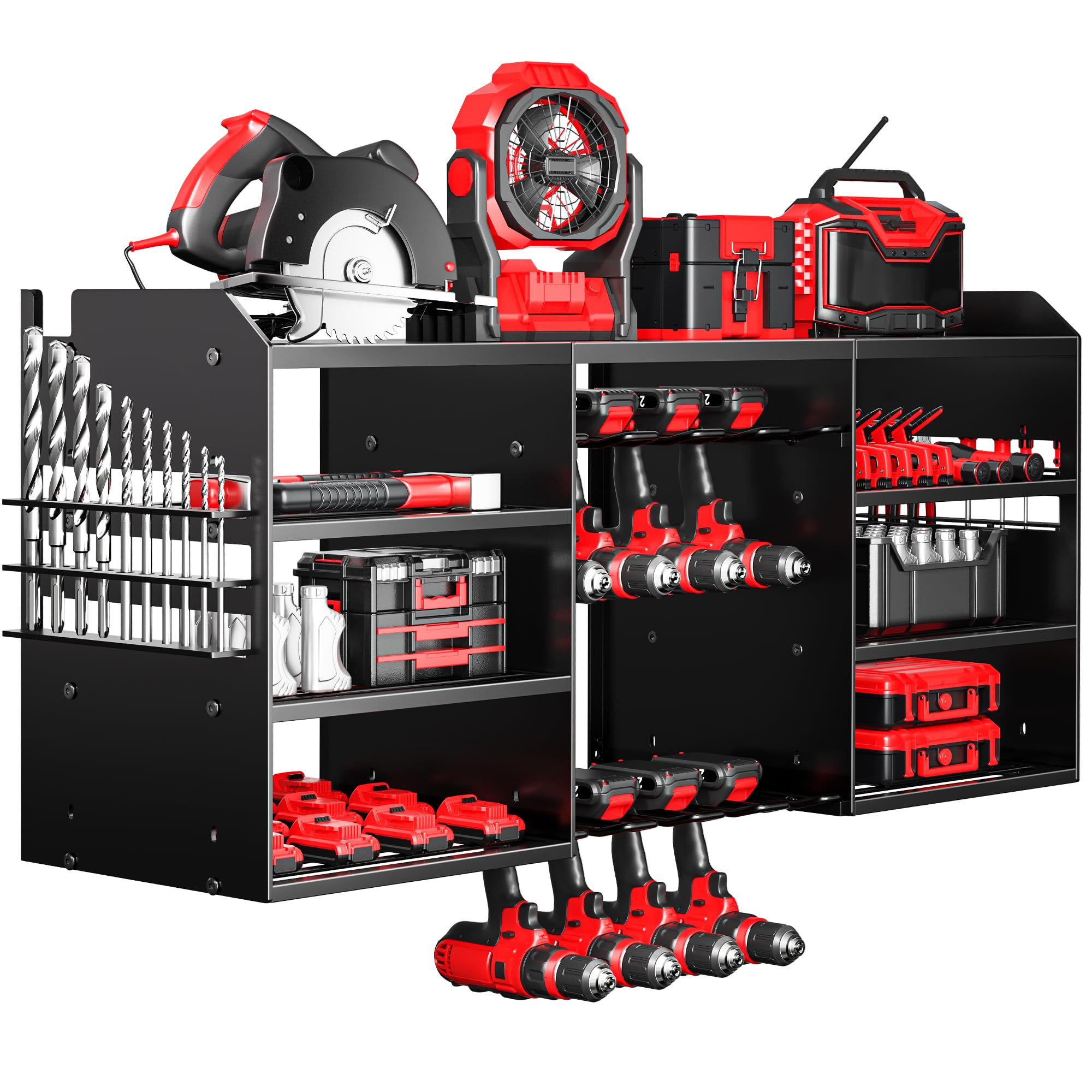 Organizador de herramientas eléctricas grande mejorado para montaje en pared, estante de almacenamiento de herramientas inalámbric