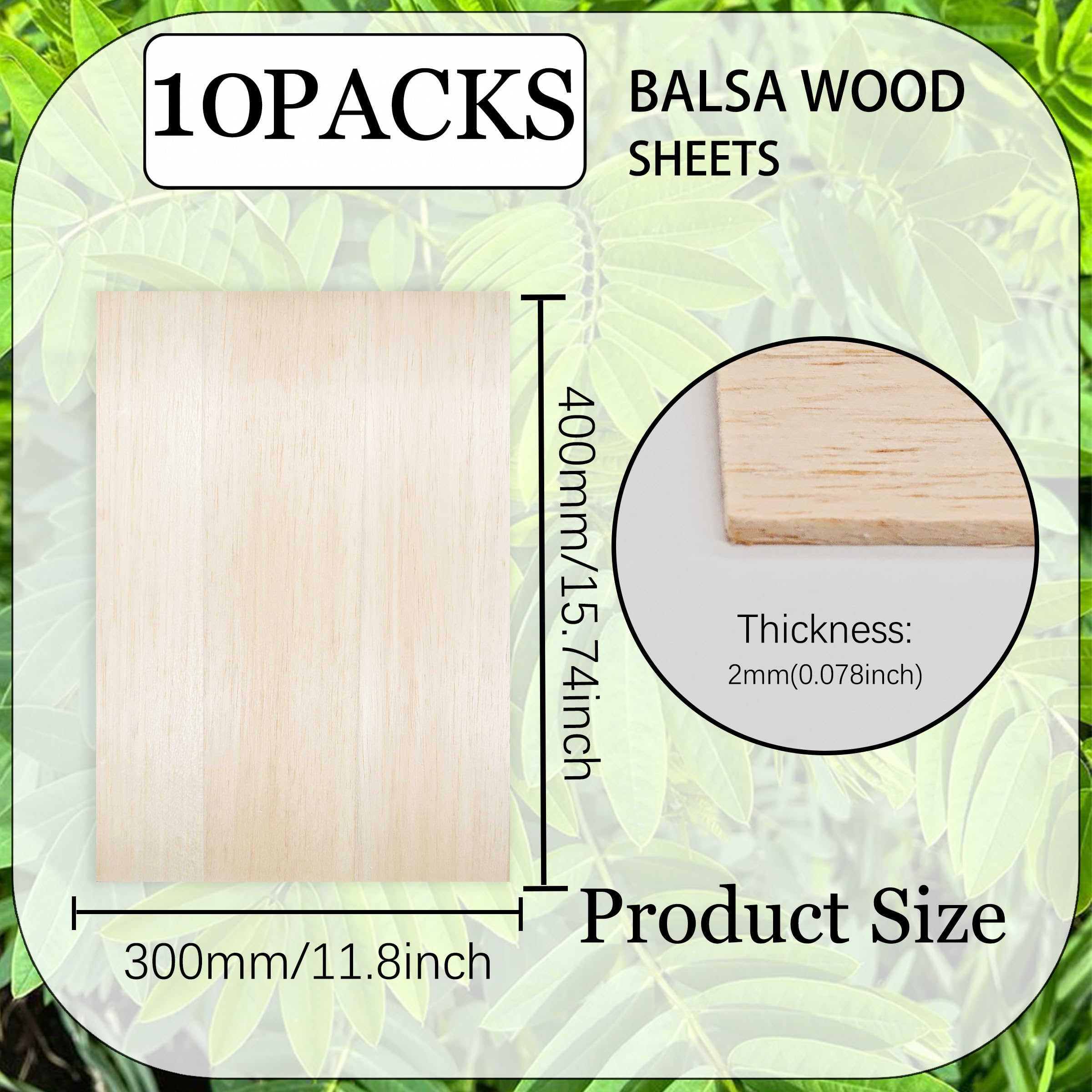 10 Pack Balsa Wood Sheets, 400X300X2 mm Balsa Wood Thin, BalsaWood Board for Home Decoration Arts, DIY Crafts Projects - Image 2