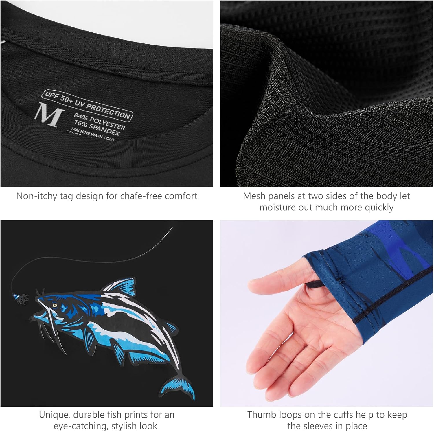 BASSDASH Men’s Fish Graphic UPF 50+ Long Sleeve Fishing Shirts Sun Protection Breathable Moisture Wicking T-Shirt - Image 4
