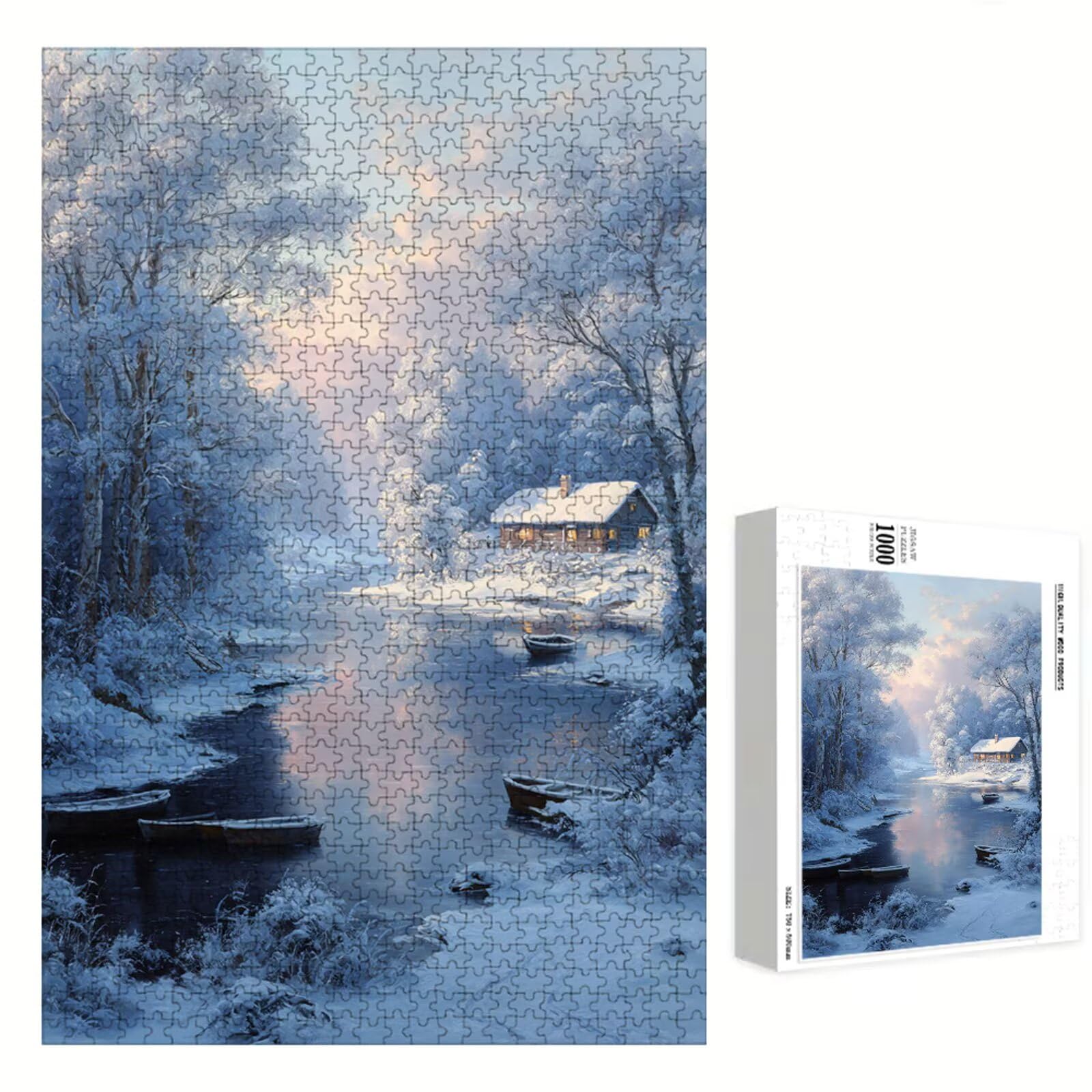 Puzzle 1200 Piezas Adultos Invierno & Árbol, Rompecabezas con Letras Traseras y Póster, Pasatiempo Antiestrés, Decoración de Pared, Regalo Decorar Mujer Hombre 75 x 50 cm (14 Años +) P3#1134