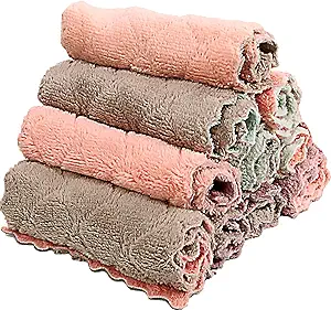 10 Pack Kitchen Cloth, Microfiber Dish Towels Washcloths, Super Absorbent Coral Velvet Dishtowels, Premium Cleaning Cloths,Non-Stick Oil Quick Dry Dish Towels, Soft Tea Towel, Table Cleaning Cloths.