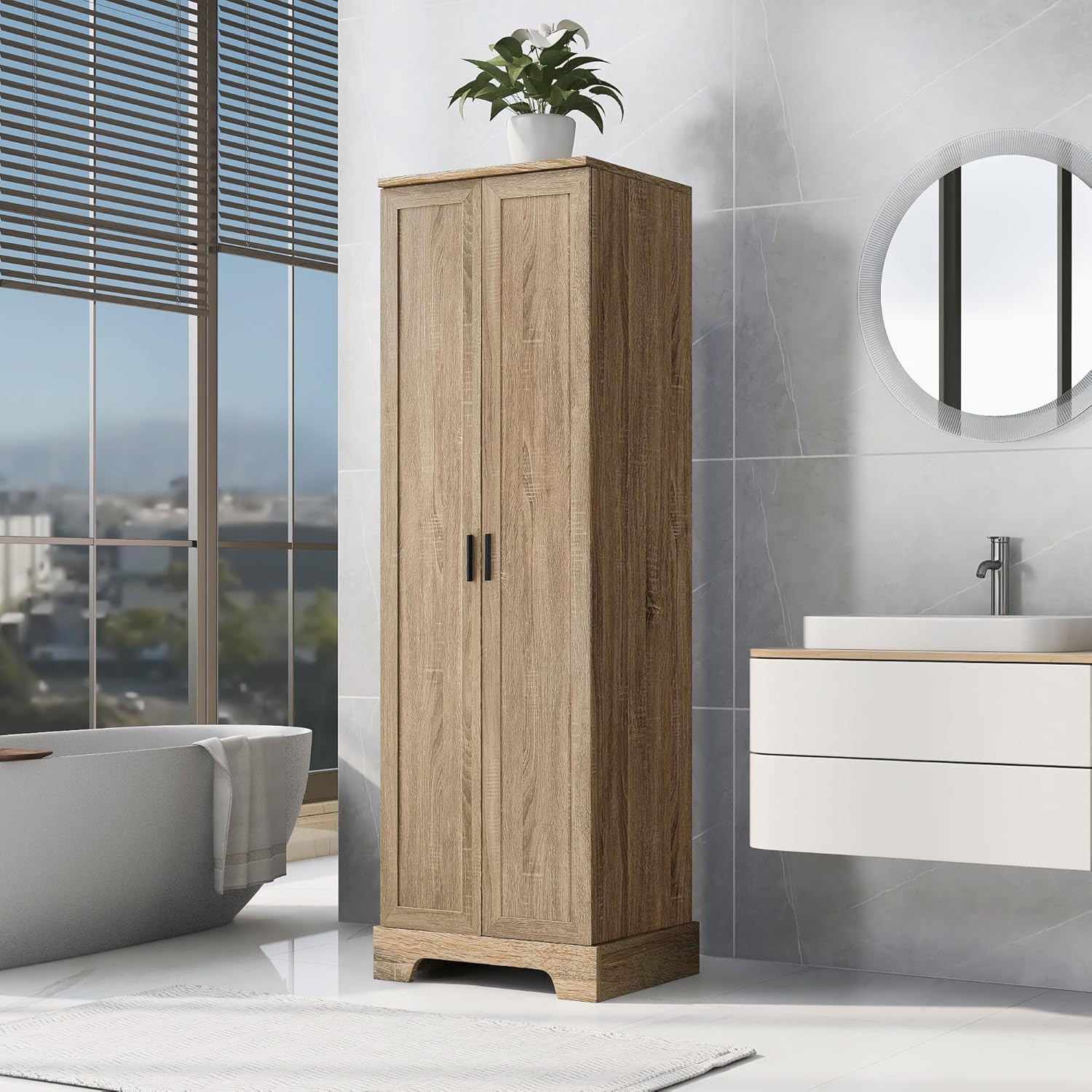 HKOLIE Wooden Storage 71.2" Tall Bathroom Storage