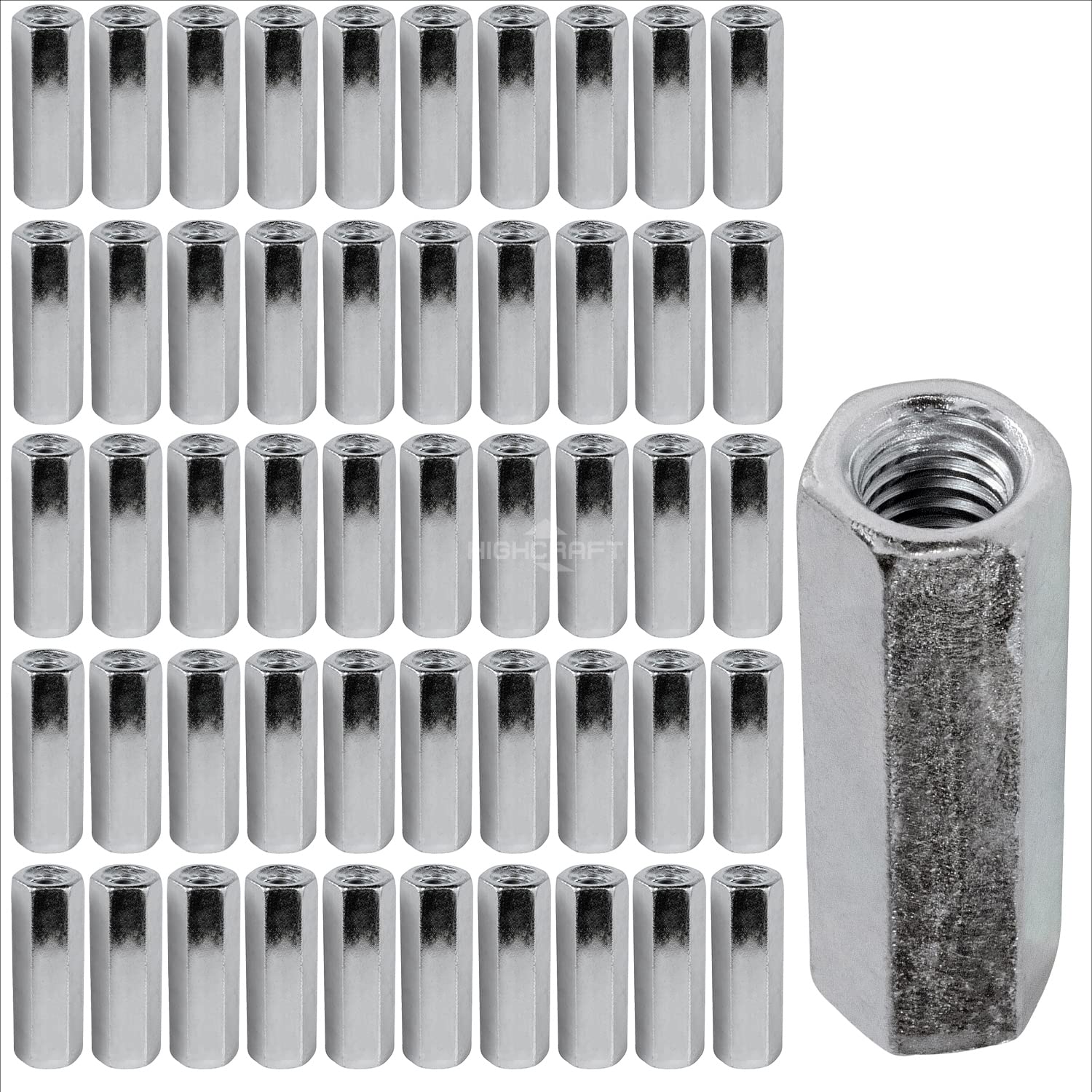 DSP-A34 Rod Coupling Nuts 1/2-Inch Diameter by 1-1/2-Inch Length, Zinc Plated, 50 Pack