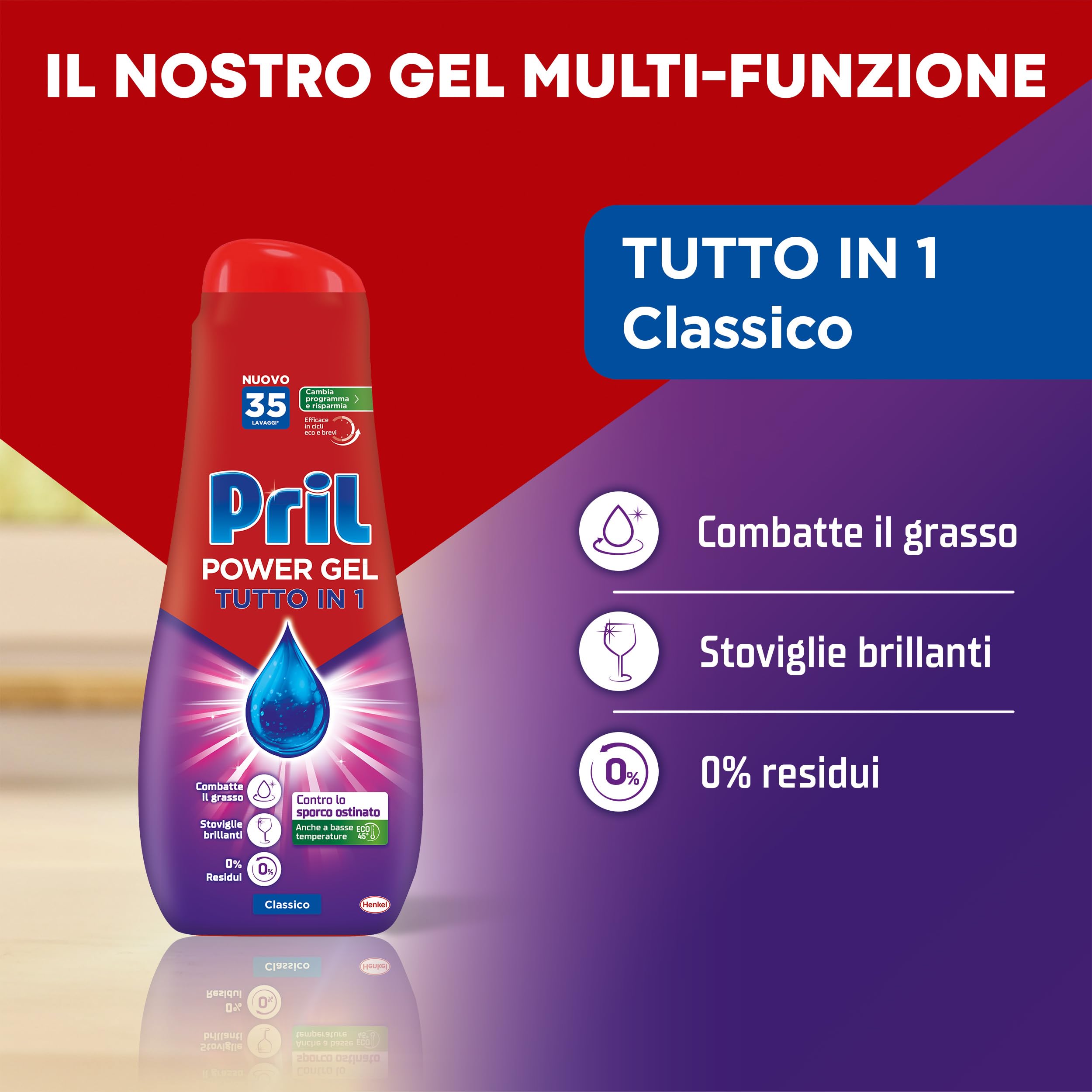 Pril Gel All in One - Disuelve grasa detergente lavavajillas líquido multi-acción sucia difícil - 10 paquetes de 35 lavados (350 lavados)