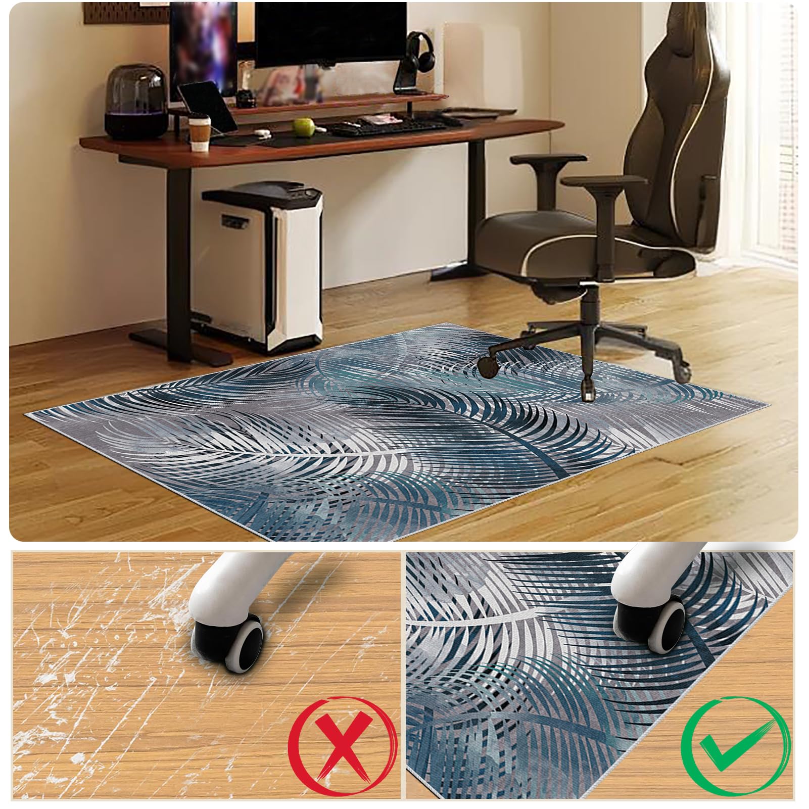 Tapis de Sol Bureau Tissu pour Parquet, Tapis Gaming Sol 160 x 200 cm