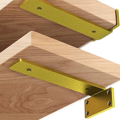 Soportes de estante resistentes de alta calidad soporte de estante dorado en forma de L de 02 pulgadas de grosor soportes de acero oculto para