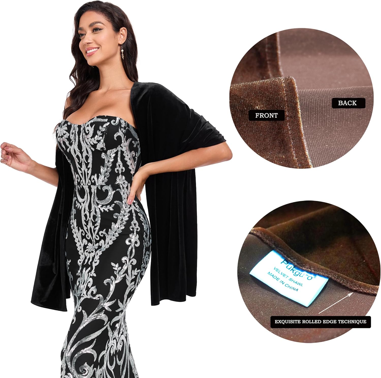 Velvet Shawl Wraps for Women Evening Wedding Bridal Bridesmaid Winter Warm Shawl Formal Cover Up - Image 2