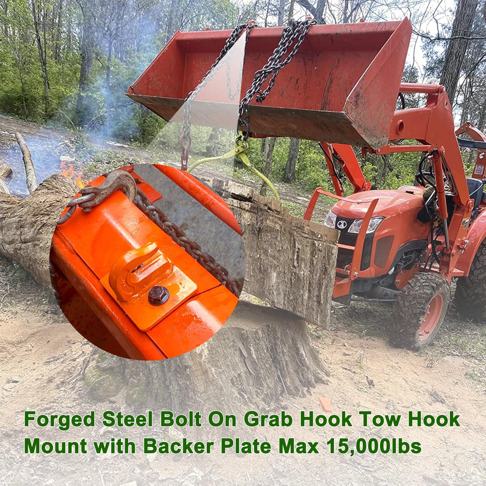 Robbor Grab Hook 3/8 In Bolt-on Grab Hook Grade 70 Forged Steel Tow Hook Work Well For Tractor Bucket, RV, UTV,Truck With Backer Plate And Hardware -2 - View #11