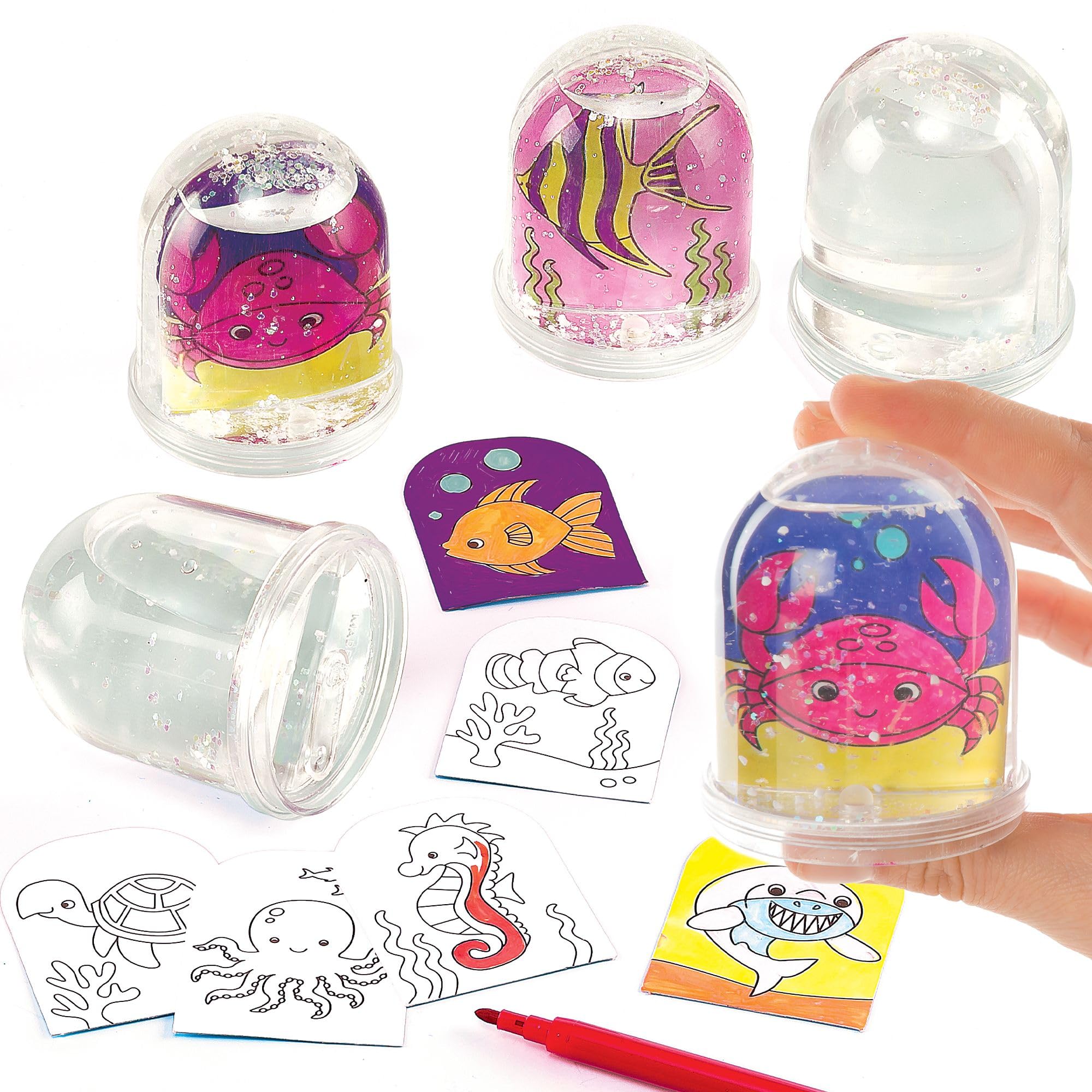 Baker Ross ET437 Sealife Colour-In Snow Globes (Box of 4)