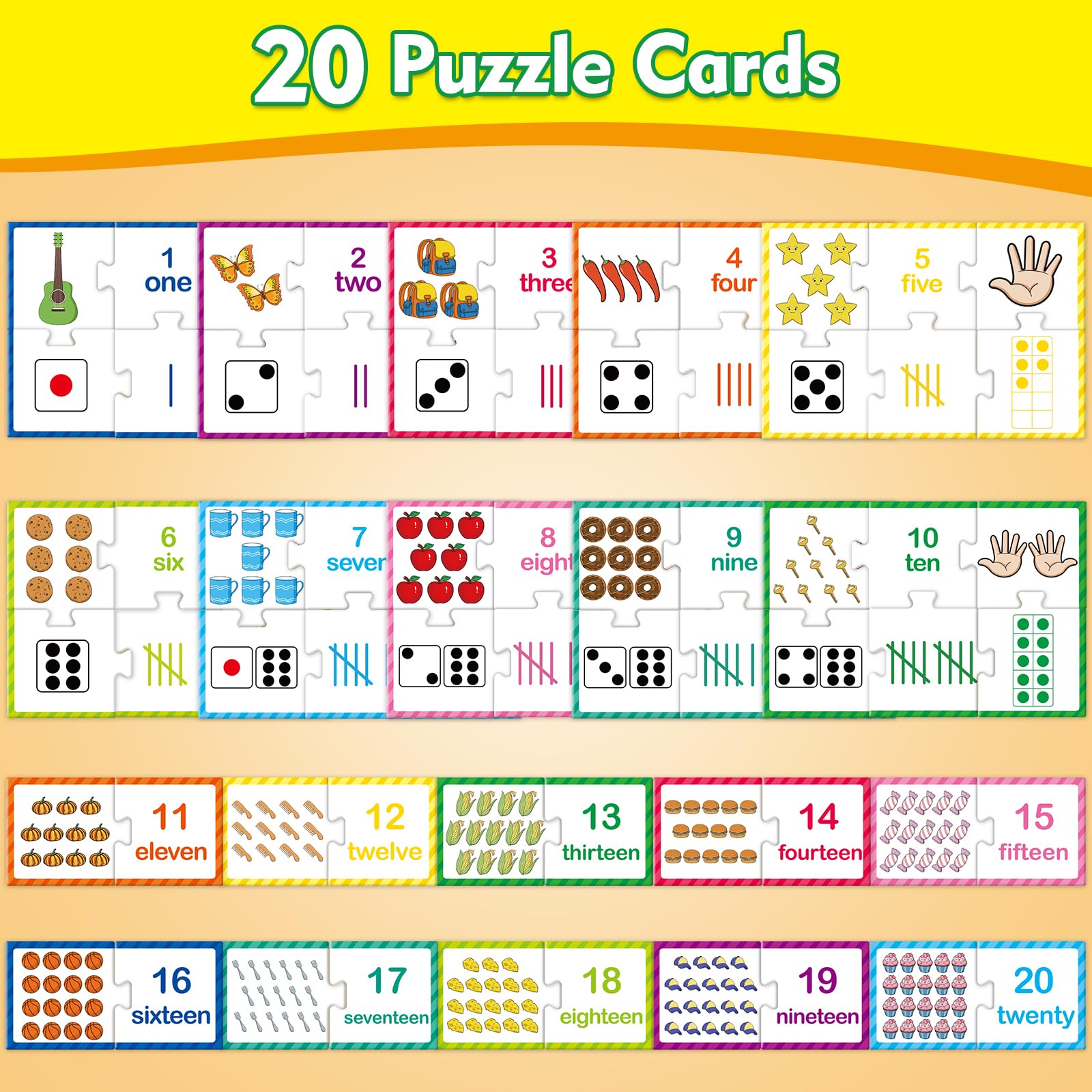 Kasfalci Number Puzzle Cards,Counting Toys,Math Manipulatives,Math Games for Kids,Toddler Puzzles,Matching Games,Preschool Learning Activities,Kindergarten Classroom Must Haves,Homeschool Supplies - Image 2