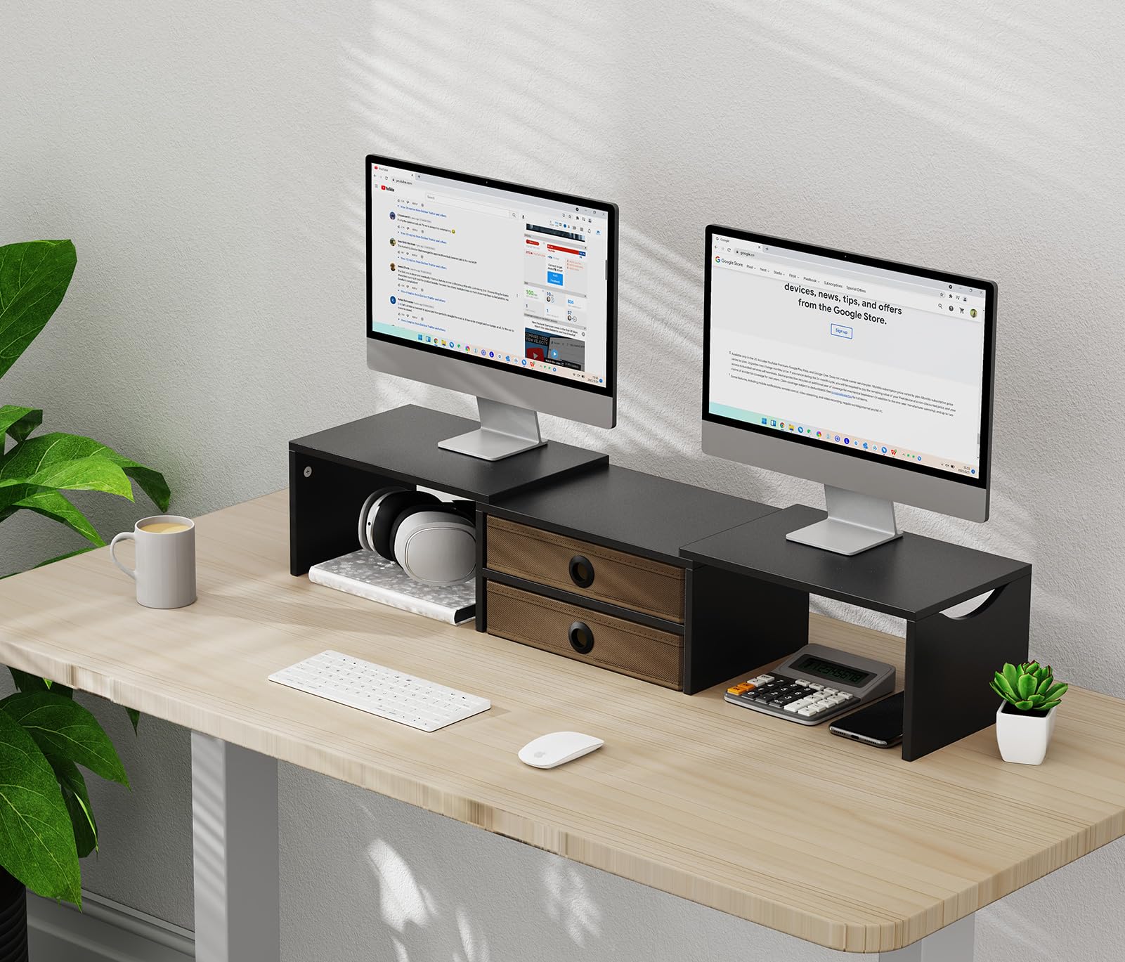 Dual Monitor Stand Zimilar Riser, 2-Tier Clear Monitor Riser For Home ...